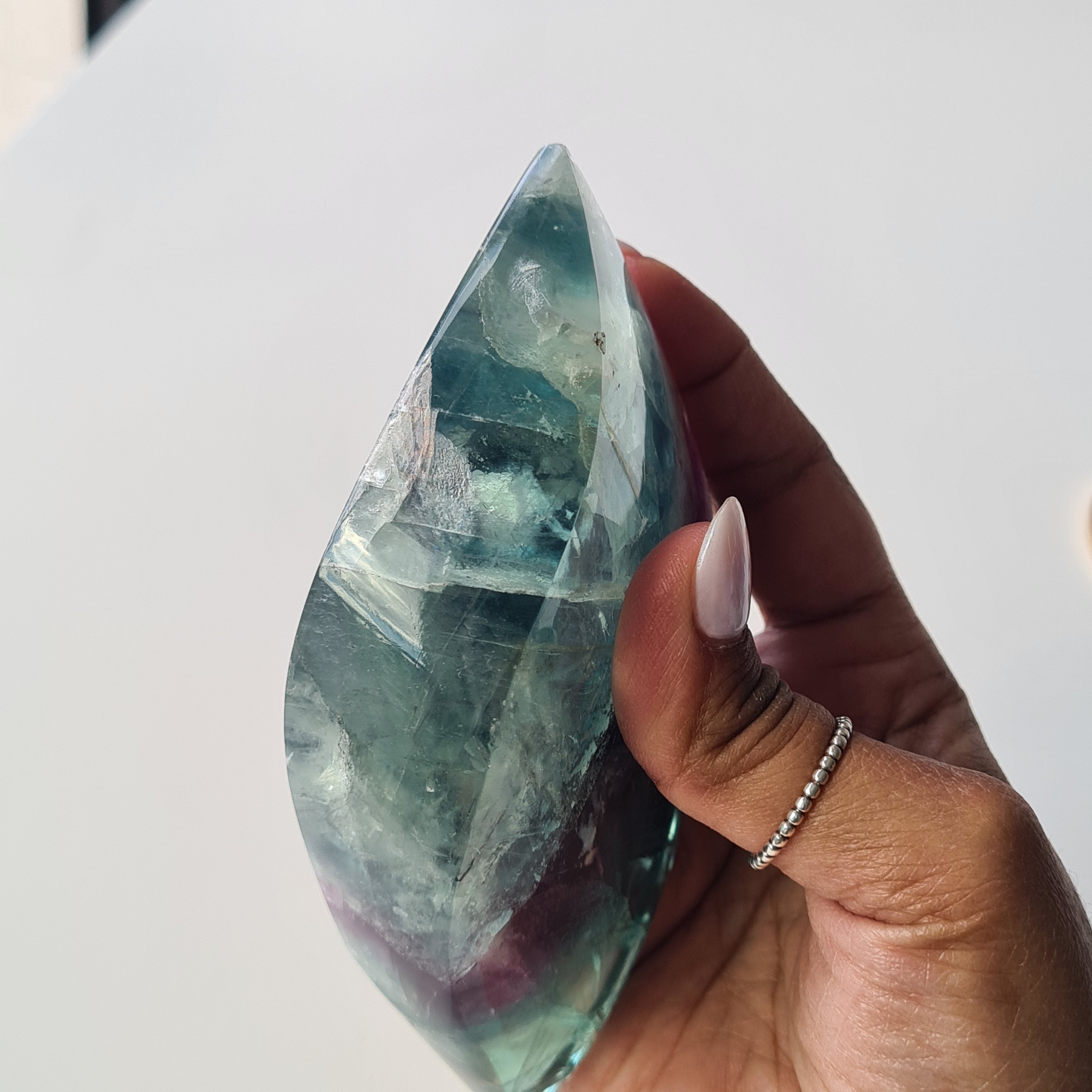 Dreamy Fluorite on Stand | Natural imperfections visible | More green in naked eyes | 19 Cm tall with stand
