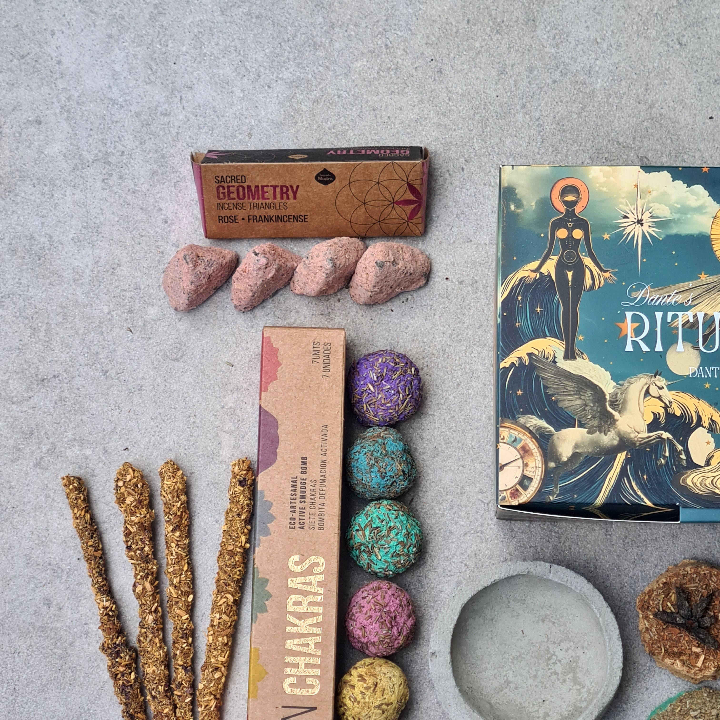 Ultimate Spiritual Cleansing Kit | Chakra Smudge Bombs, Palo Santo Incense, Triangle Incense, Charcoal Discs, Bombas & Burner
