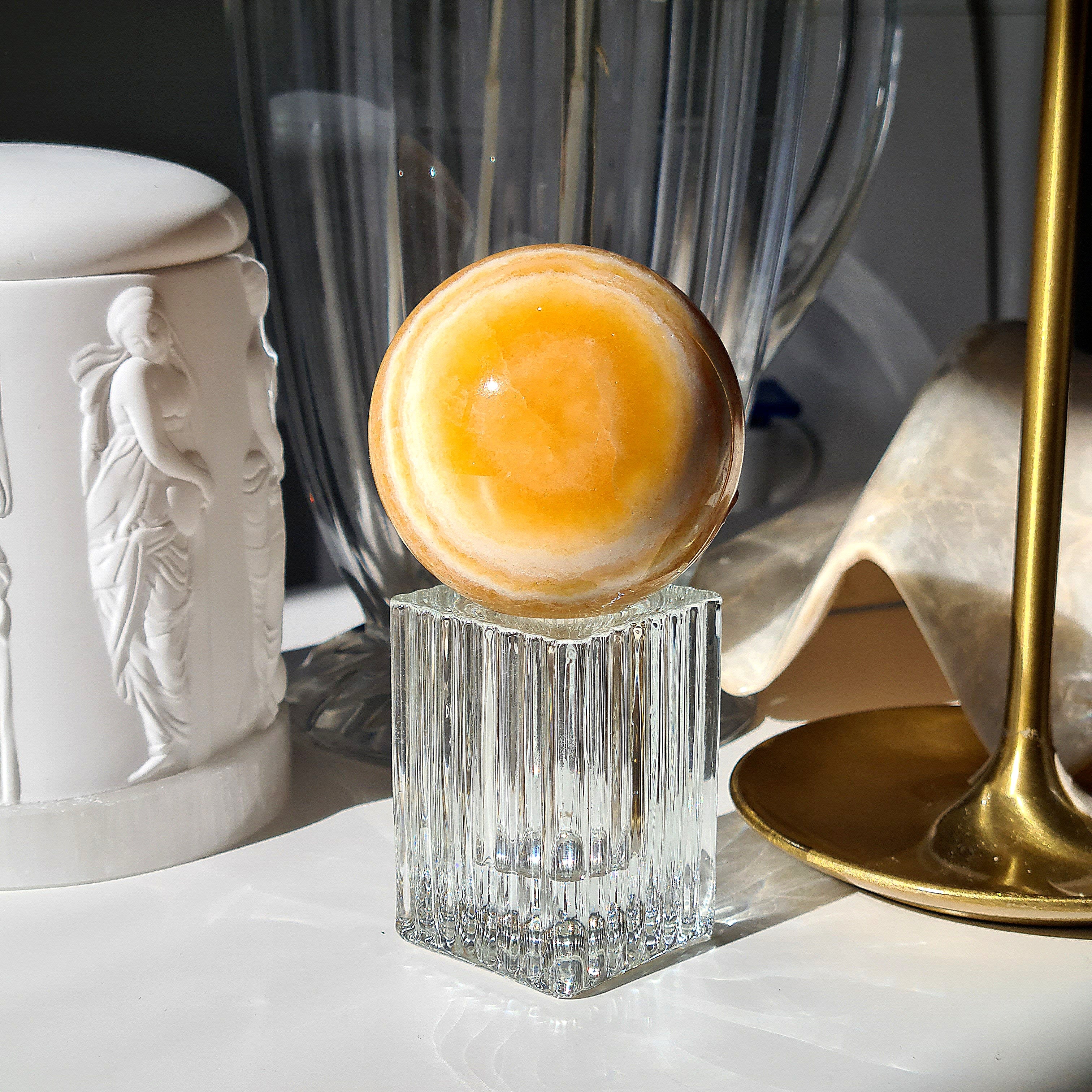 Orange Calcite Sphere 🍊 |  306 g
