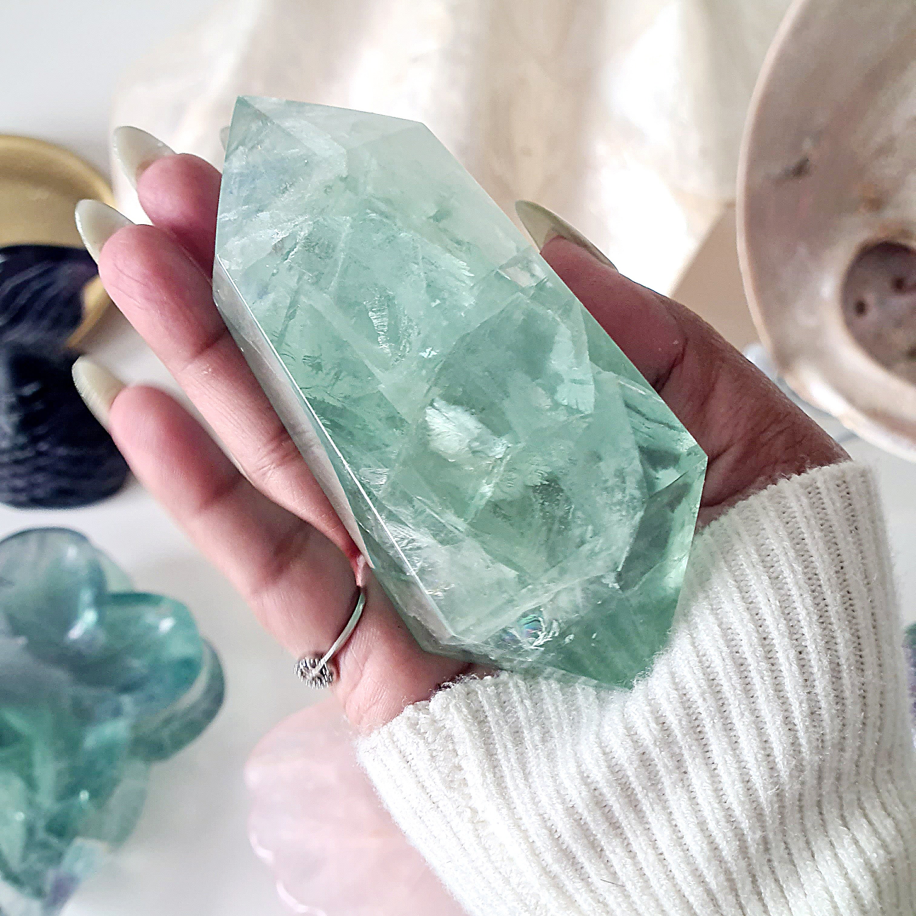 Fluorite DT with stand | E | 386 g | 10 cm