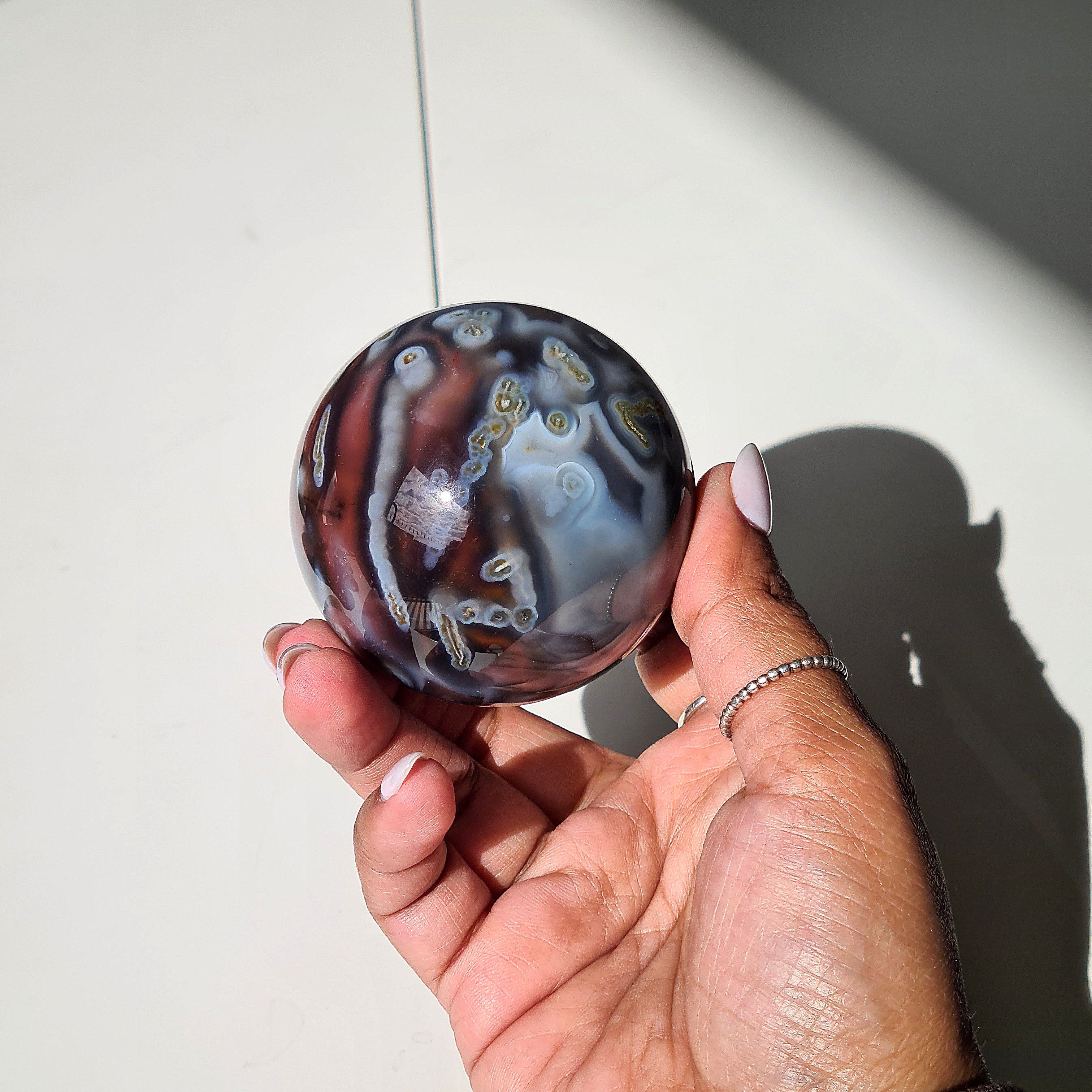 Swazi Agate Sphere with glass stand | D | 290 g | Appx 5.4cm