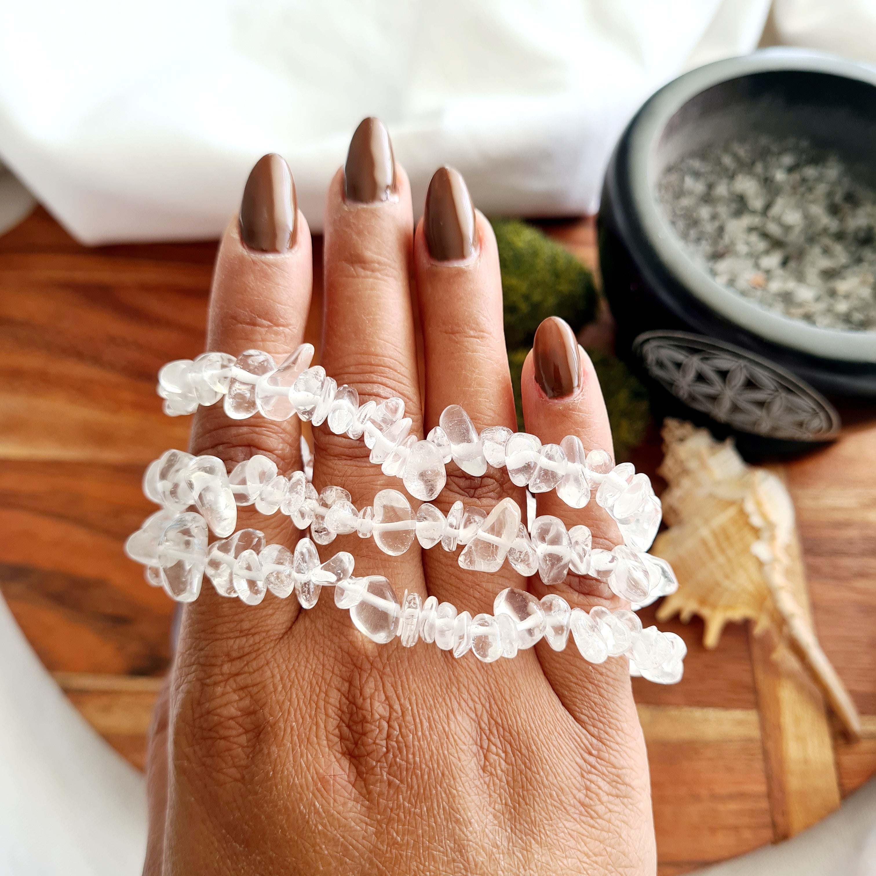 Clear Quartz Crystal Chips Bracelet | 1 Piece