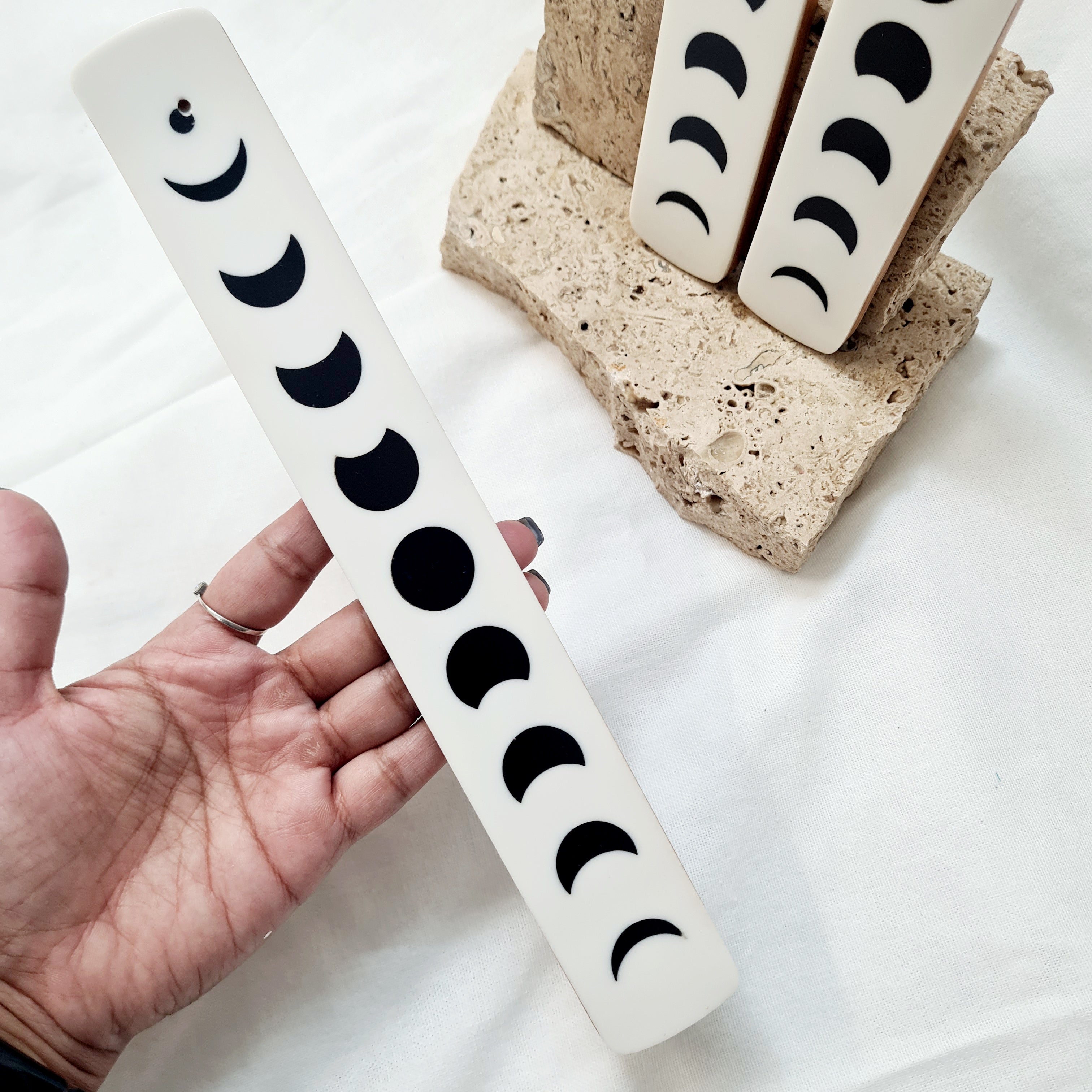 Moon Phase Incense Holder | White