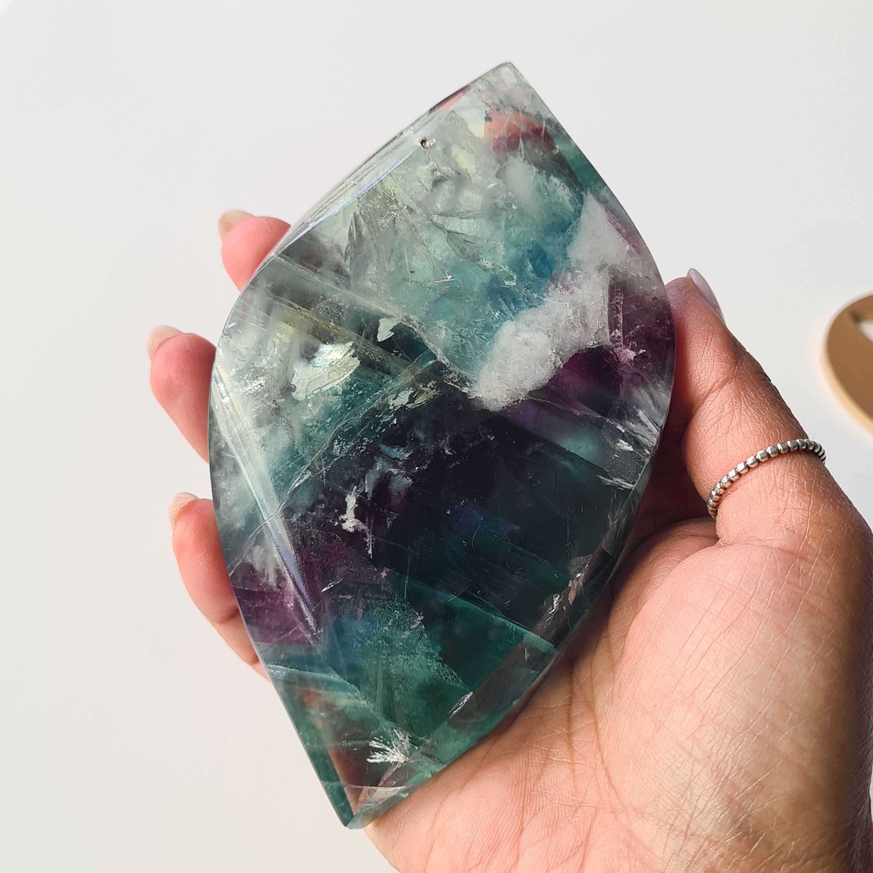 Dreamy Fluorite on Stand | Natural imperfections visible | More green in naked eyes | 19 Cm tall with stand