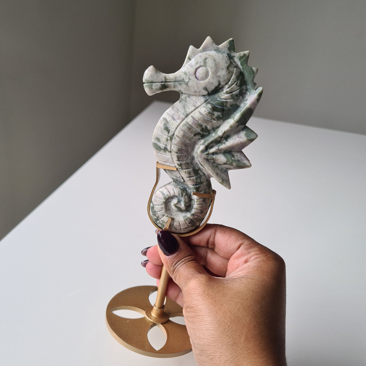 Sea Horse On Stand | Peace Jade Crystal | A