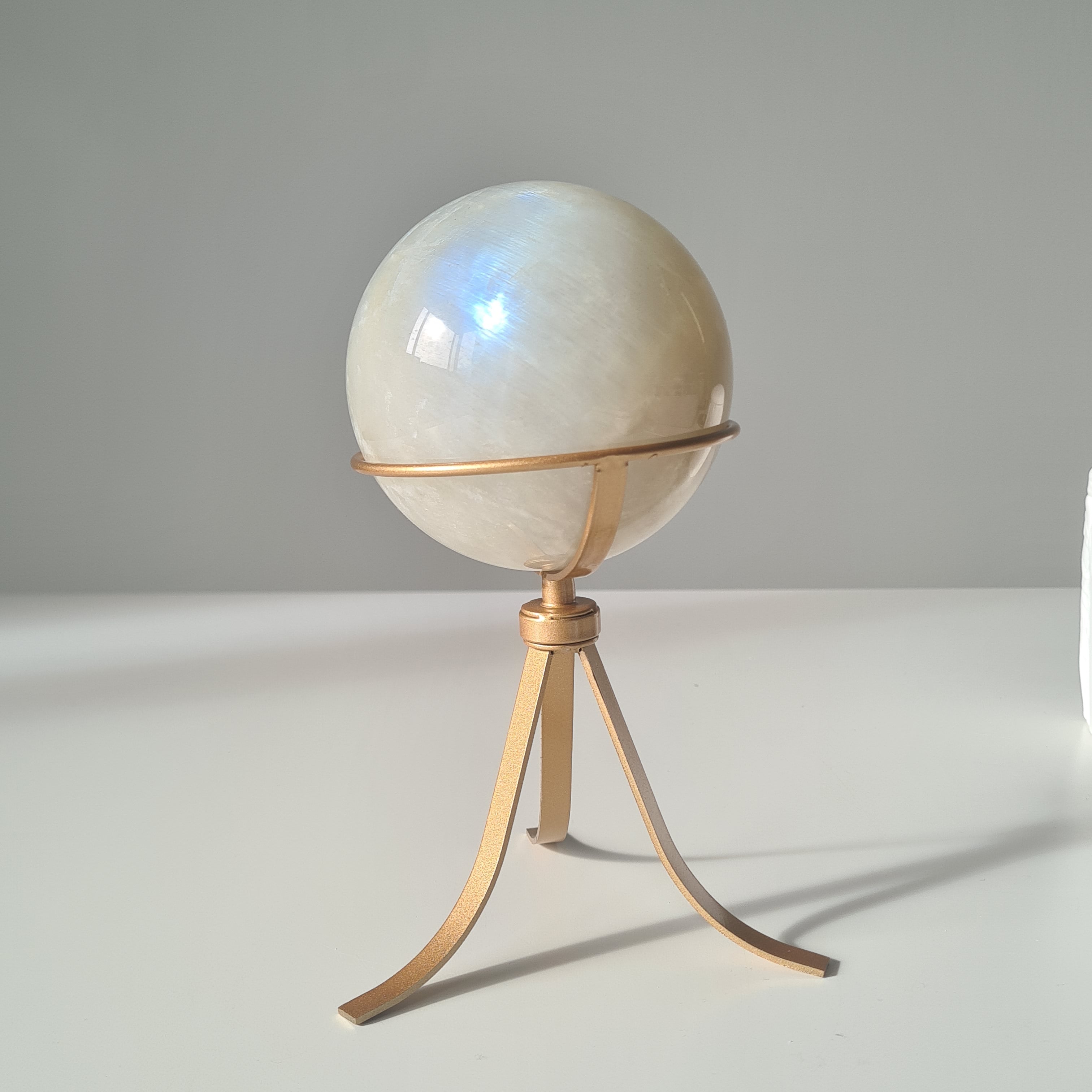 Moonstone Sphere with Blue Flash on custom stand  ✨ | A | Appx 890 g