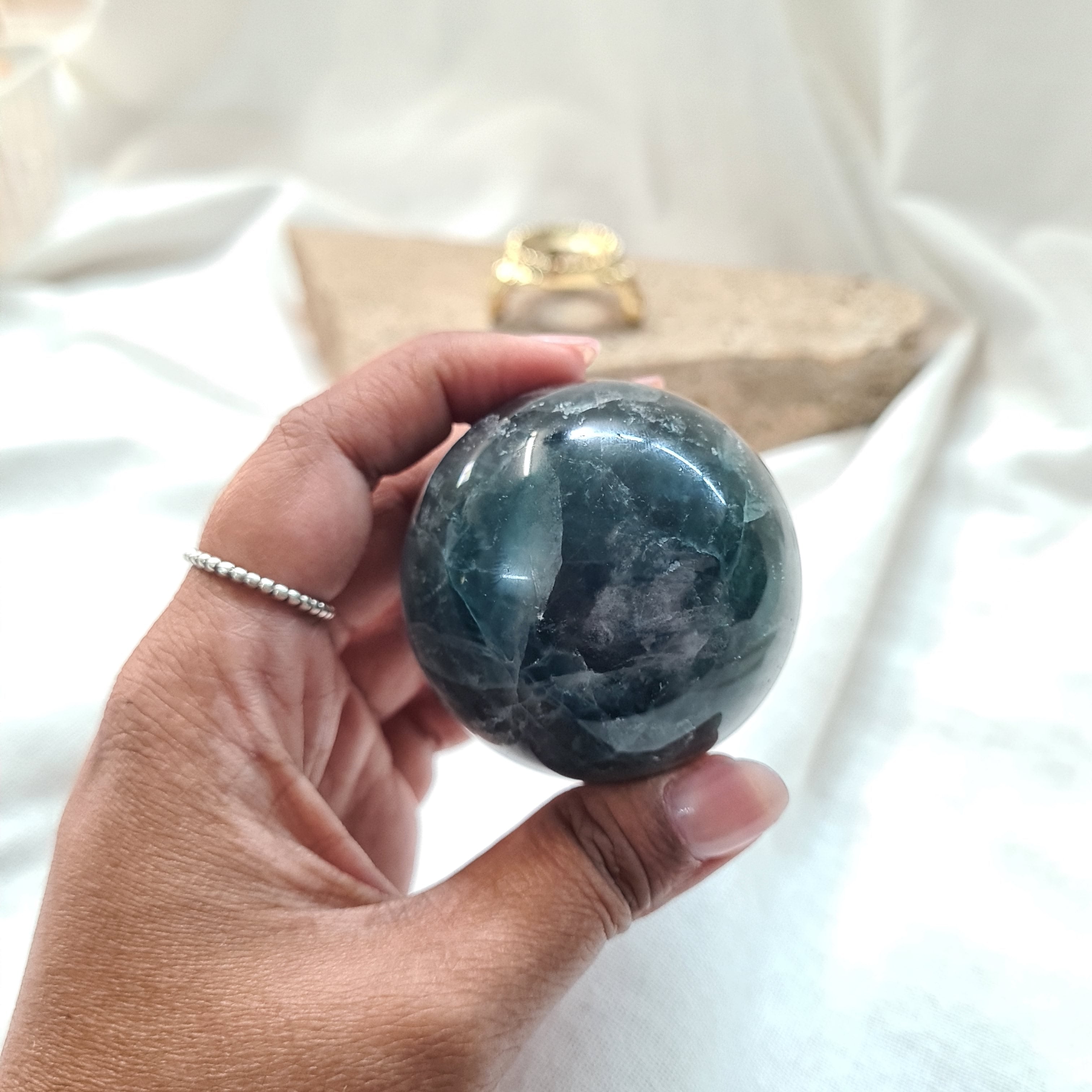 Rainbow Fluorite Sphere with brass stand | 232 g