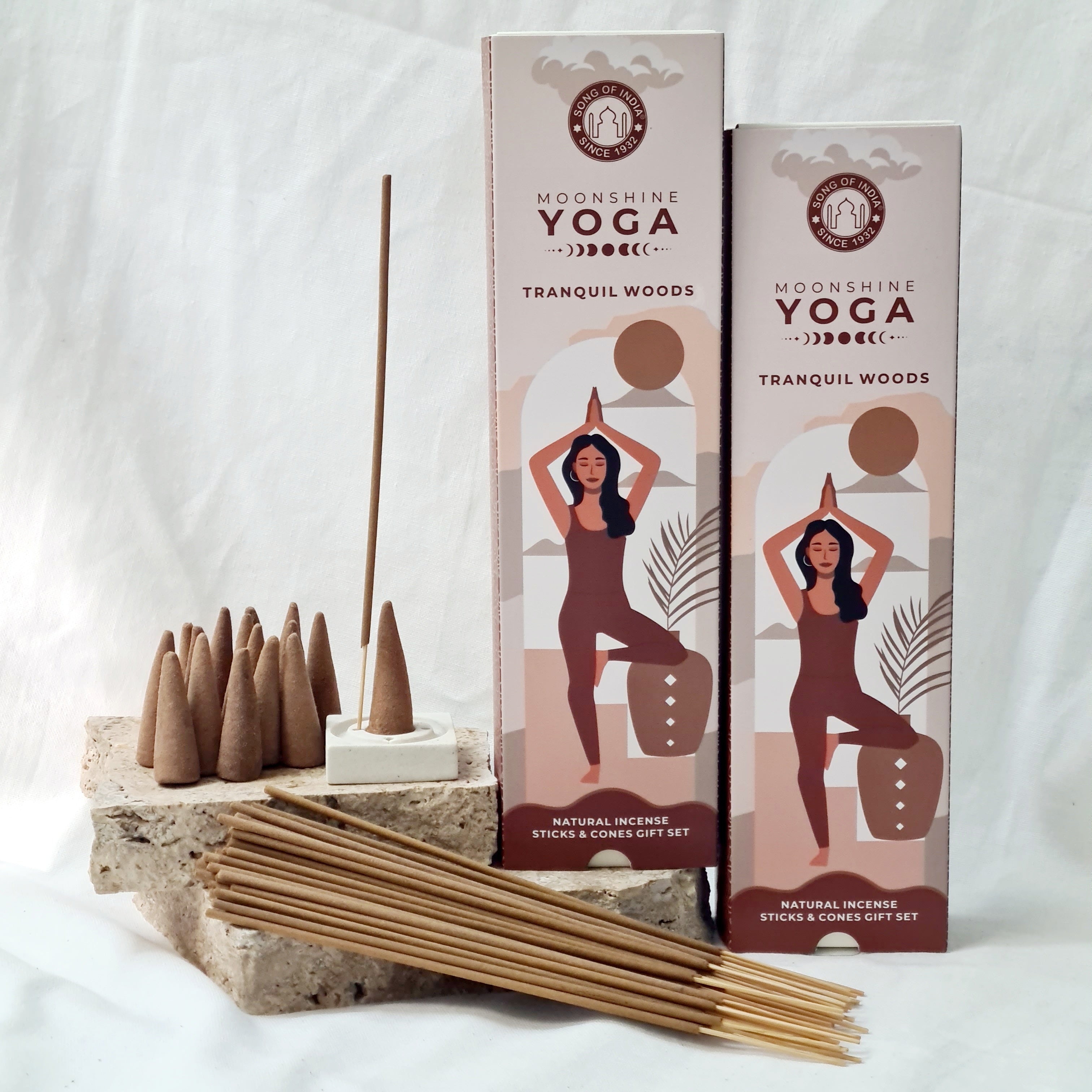 Tranquil Woods | Incense & Cone Gift Pack | 40 Sticks, 16 Cones & Burner