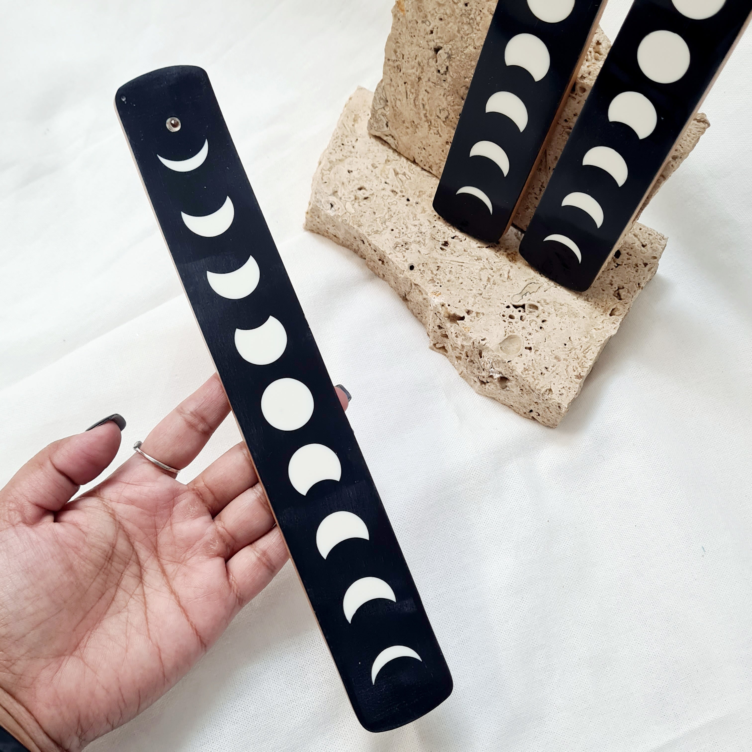 Moon Phase Incense Holder | Black