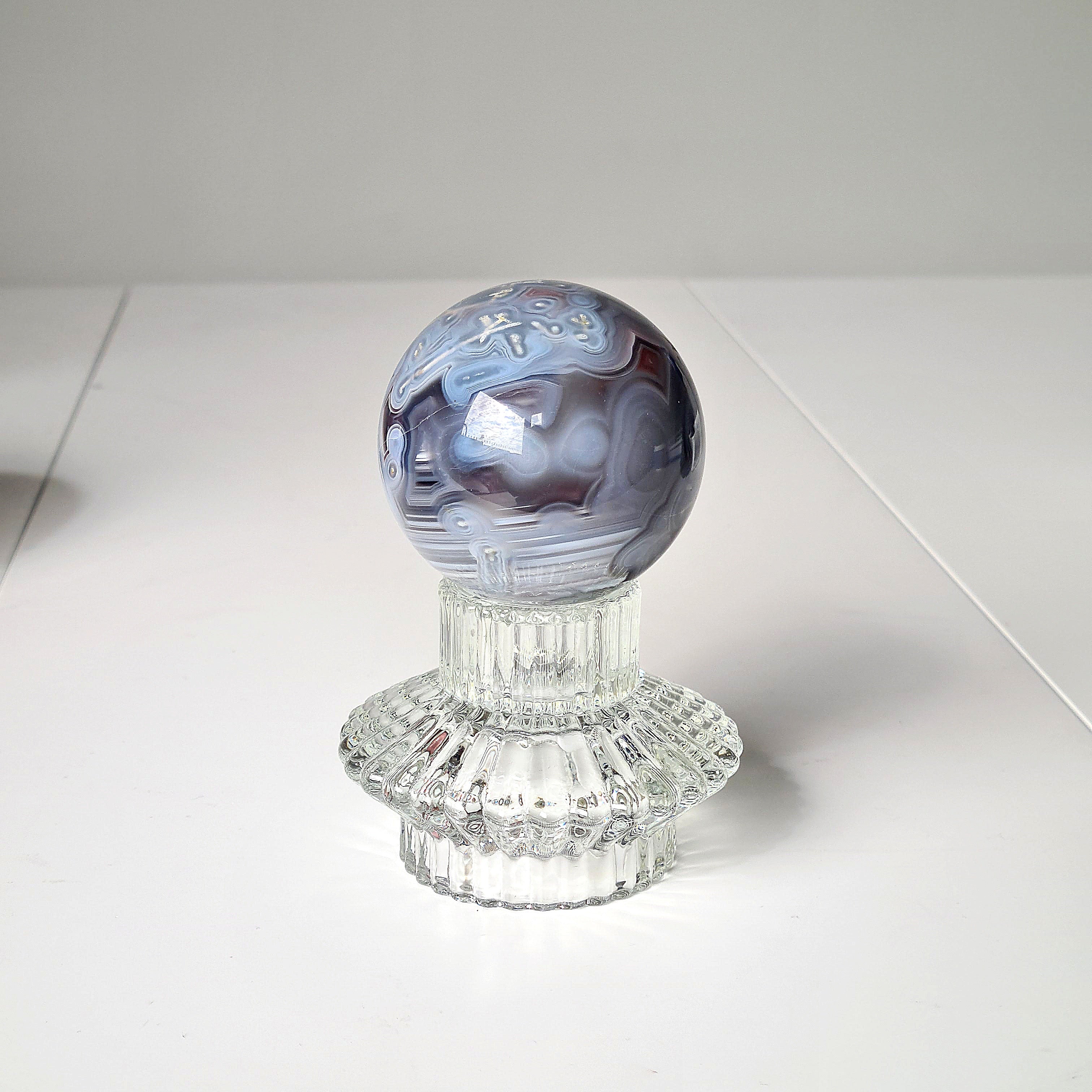 Swazi Agate Sphere with glass stand | B | 318 g | Appx 6.1 cm