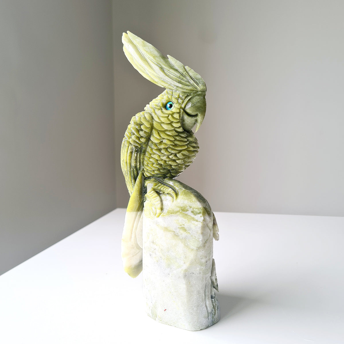 Jade Crystal Bird | 25 cm tall | Handcarved