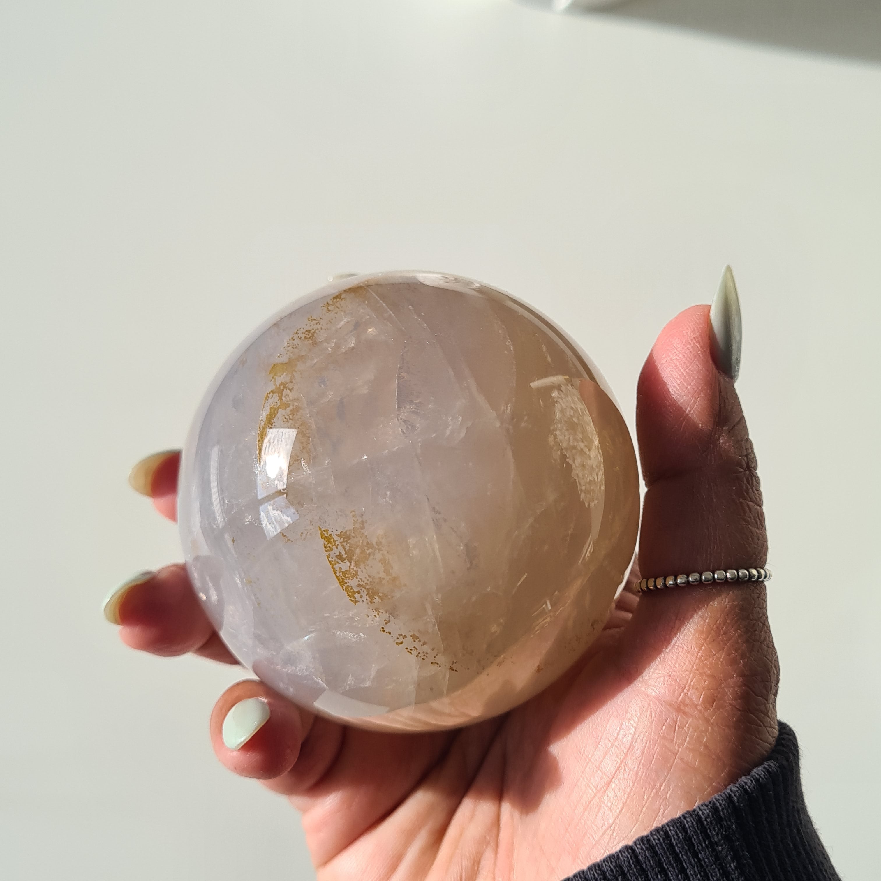 Blue Rose Quartz Sphere with stand | A | 450 g