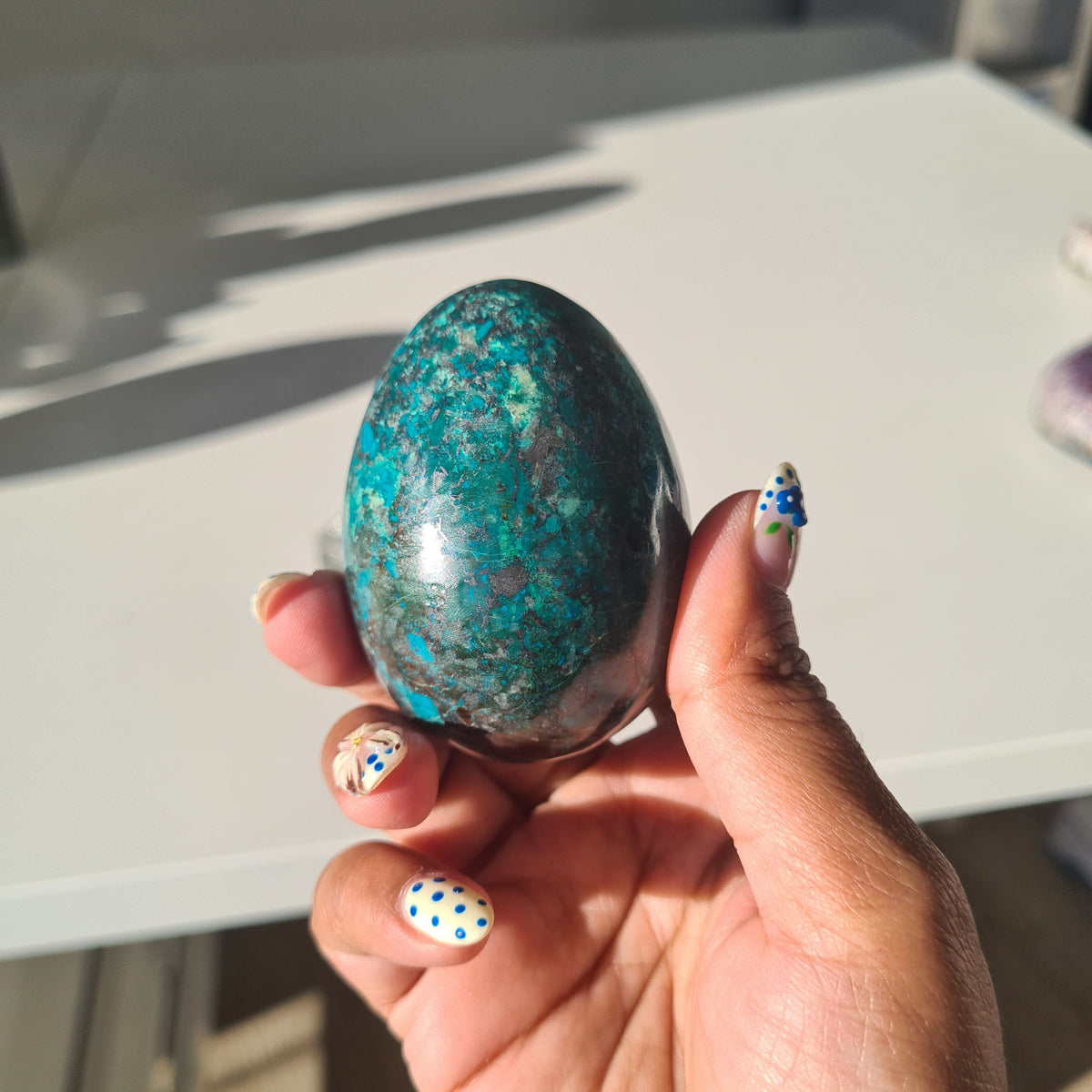 Chrysocolla Crystal Egg 🥚 With acrylic mini stand