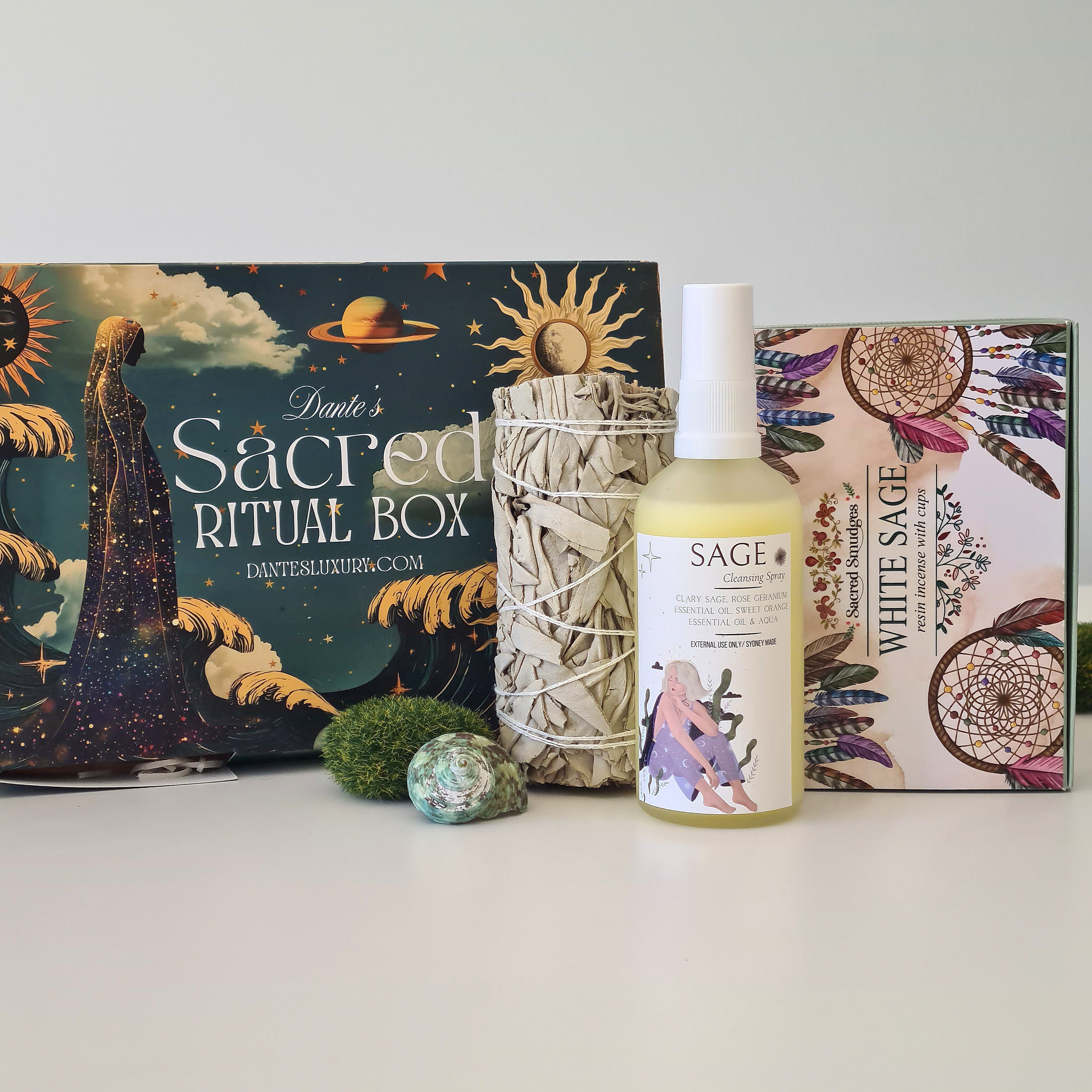 Sage Cleansing Ritual Kit | Sage Mist, White Sage Smudge Cups & Sage Smudge Stick