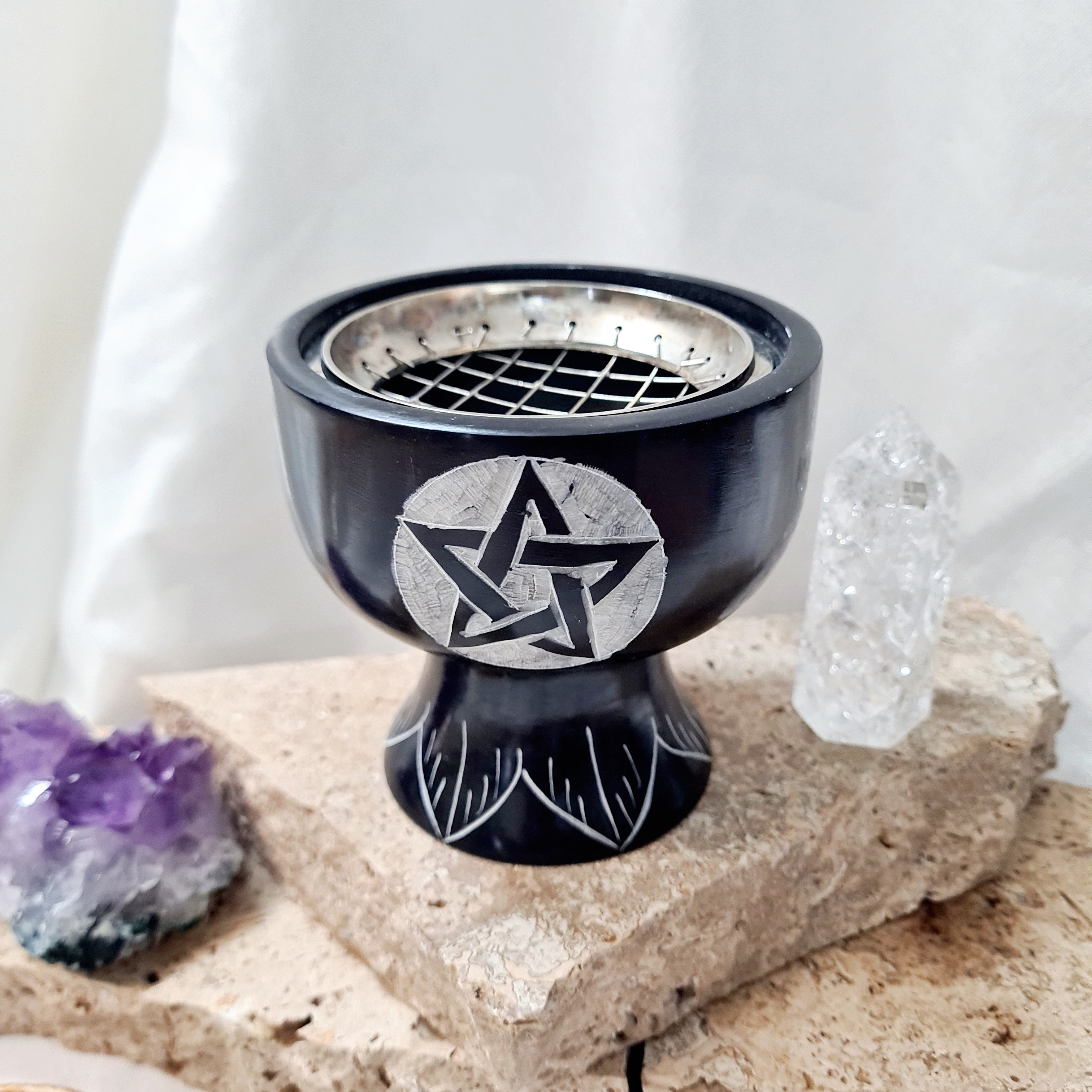 SOAPSTONE INCENSE BURNER - Pentacle