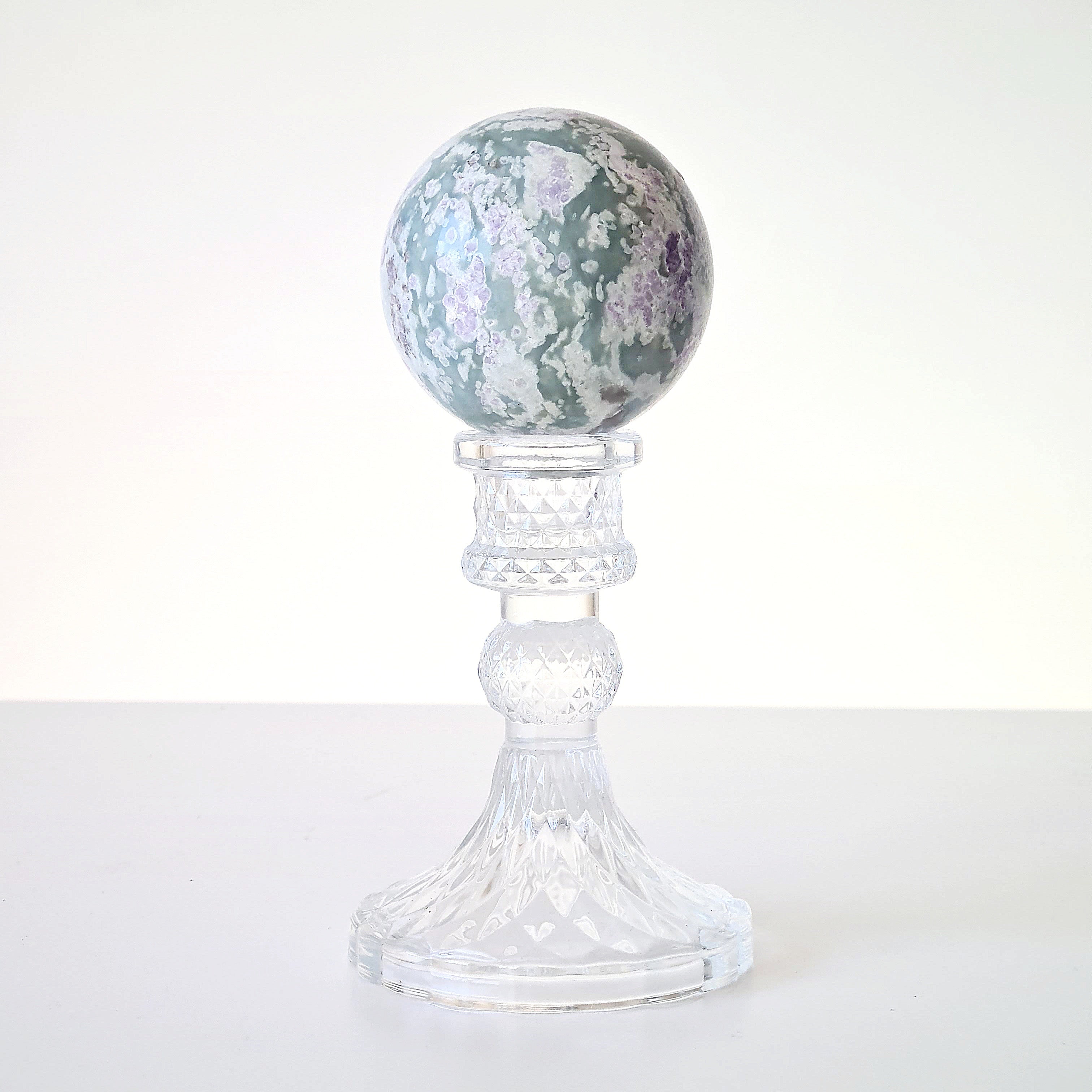 Peace Jade Crystal Sphere With Stand | A
