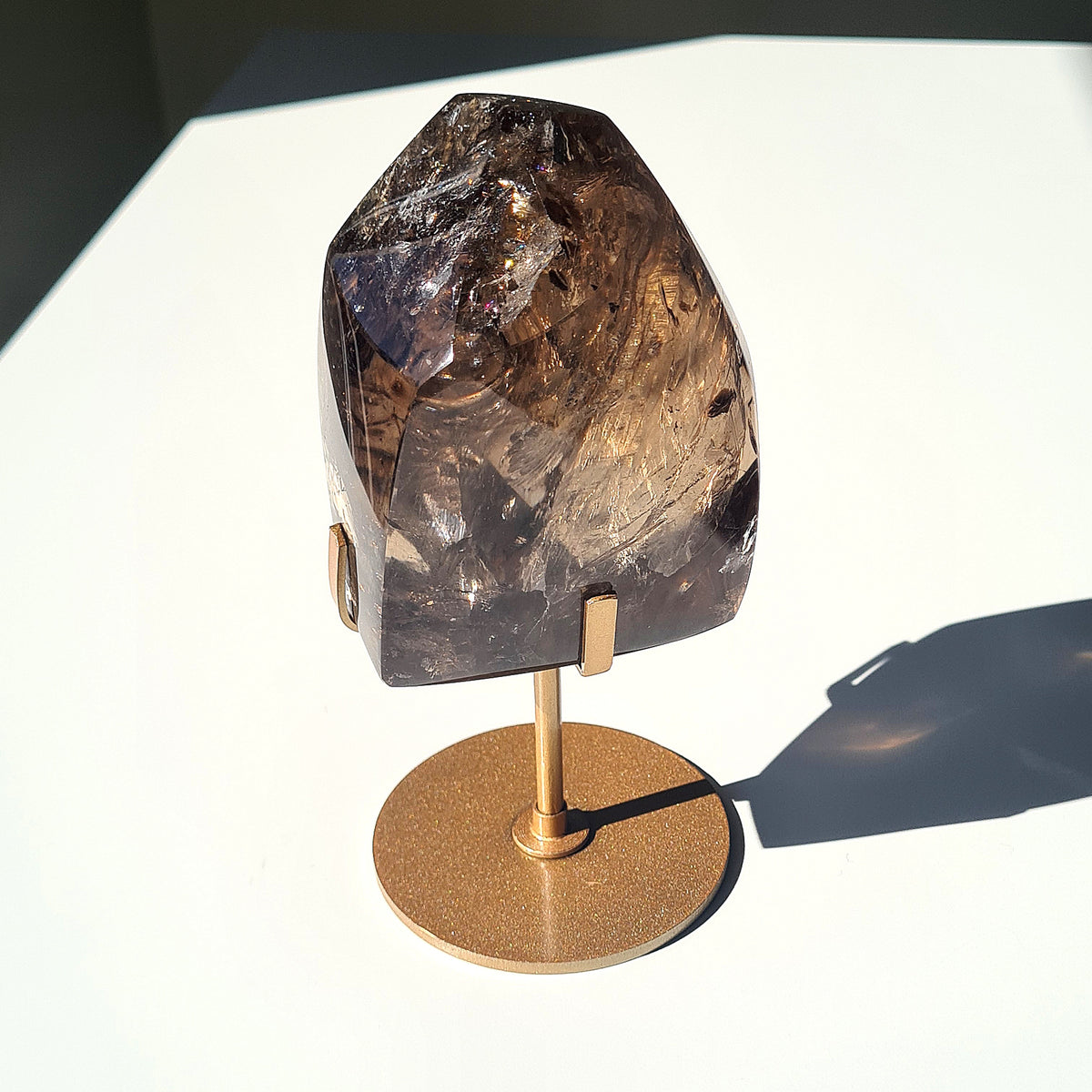 Smokey Quartz Crystal Polished Free Form | Custom Stand | 900 g | 9.3x8.3 cm crystal