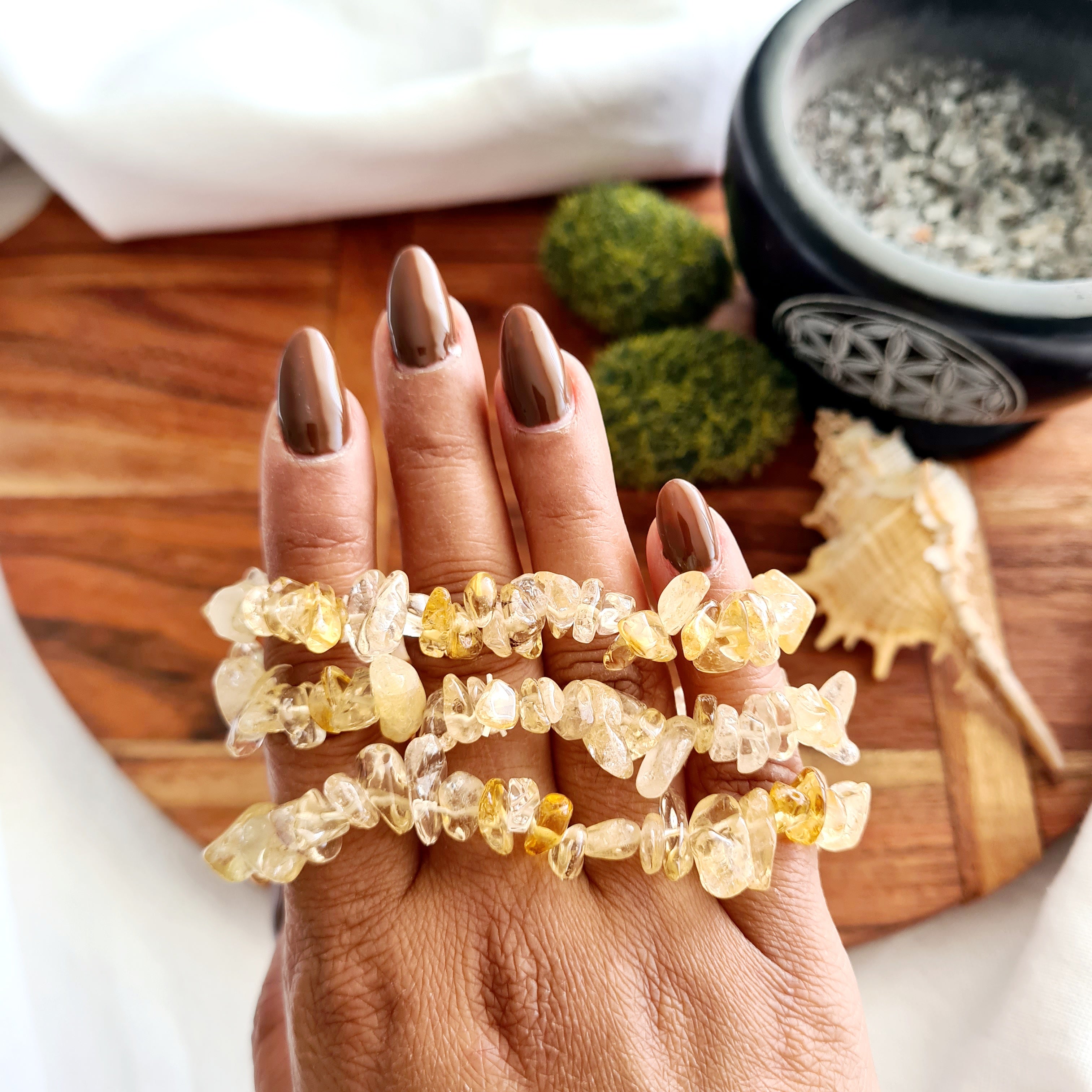 Citrine Crystal (Heated) Chips Bracelet | 1 Piece