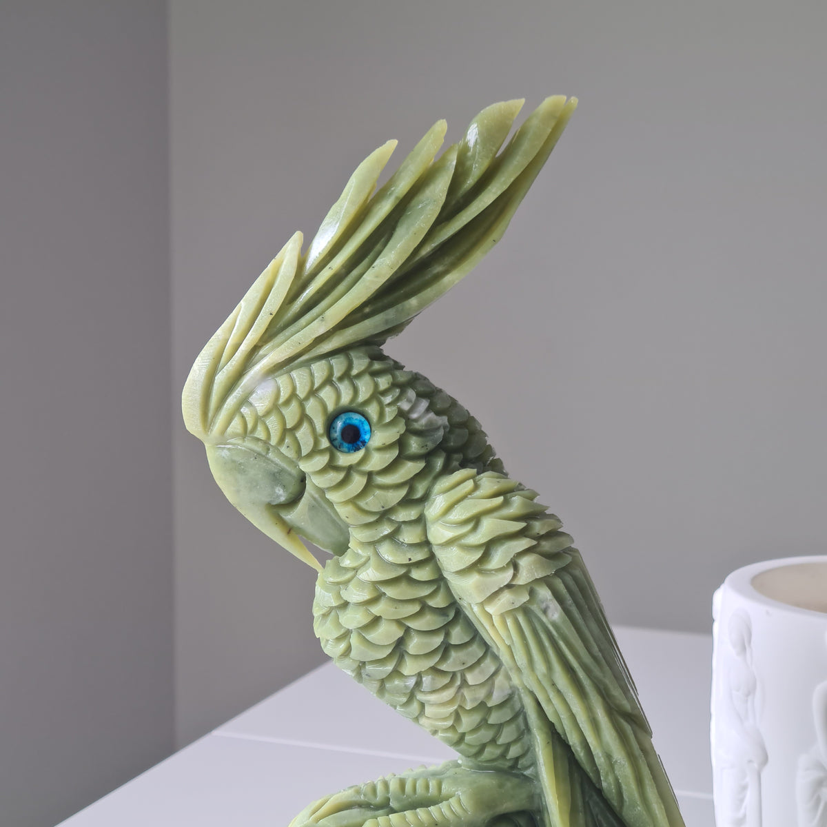 Jade Crystal Bird | Piece E | Handcarved | 24.5 cm tall