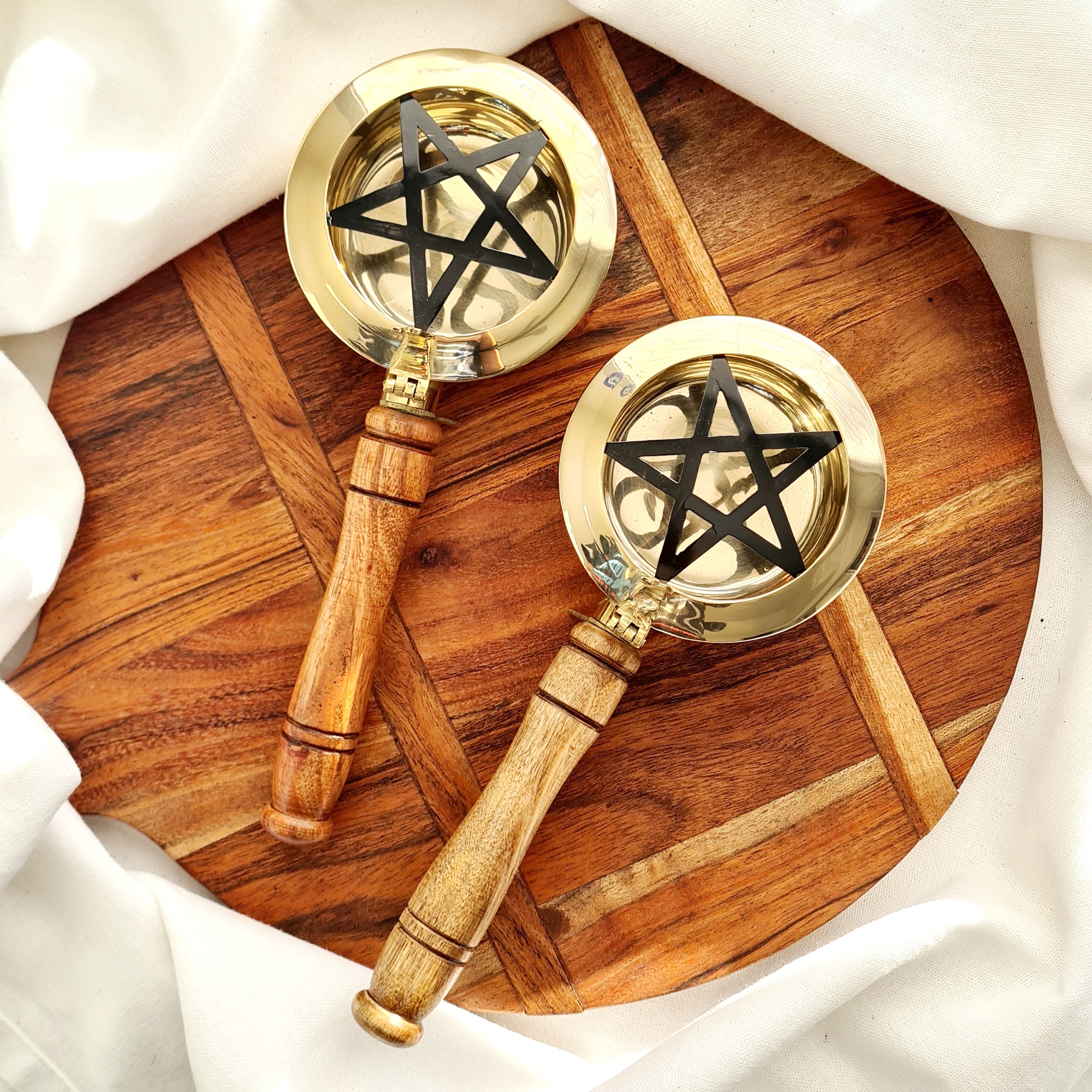 Burner with Wooden Handle | Pentacle Design