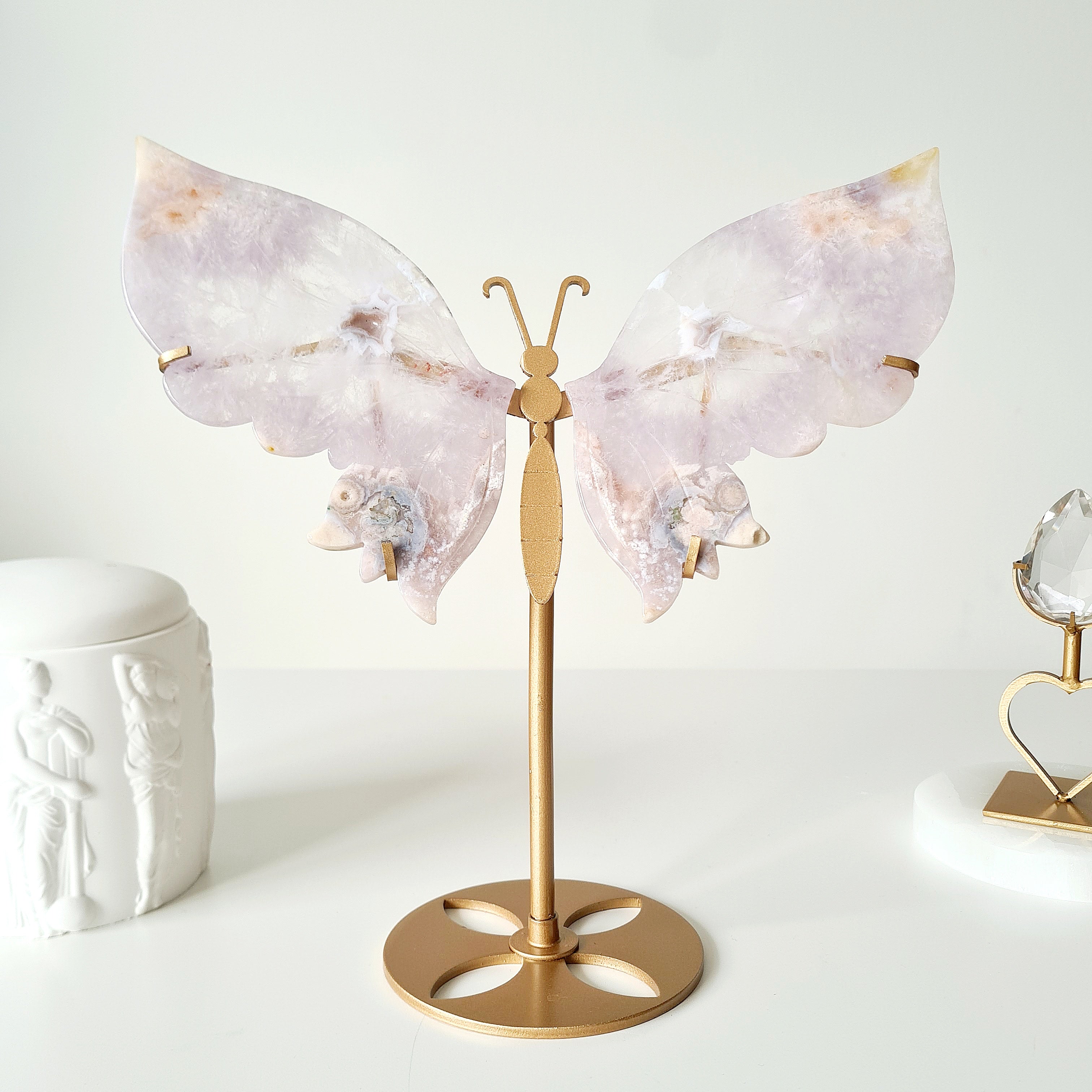 Flower Agate Butterfly 🦋 | 24 cm tall with stand
