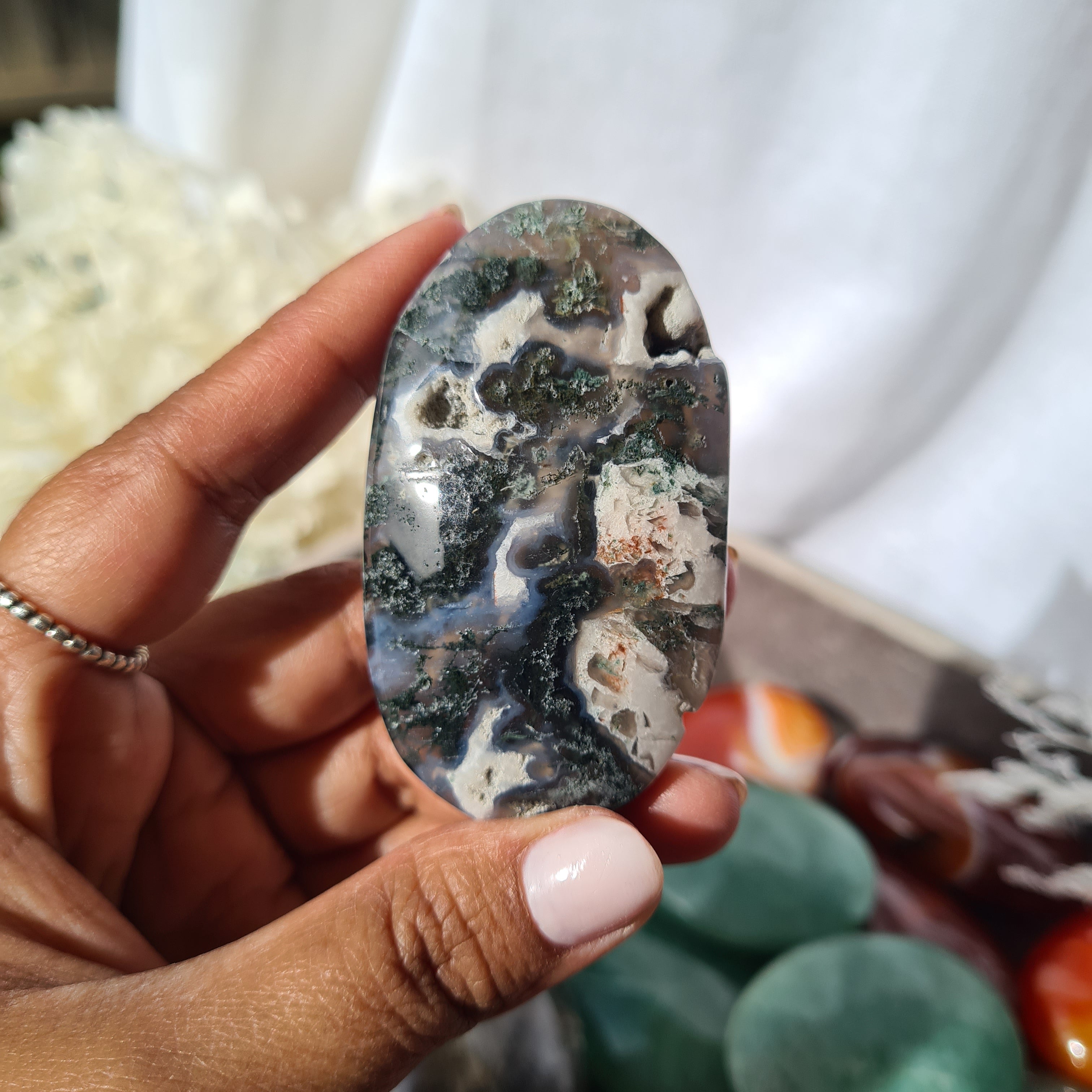 Moss Agate | Palm Stone
