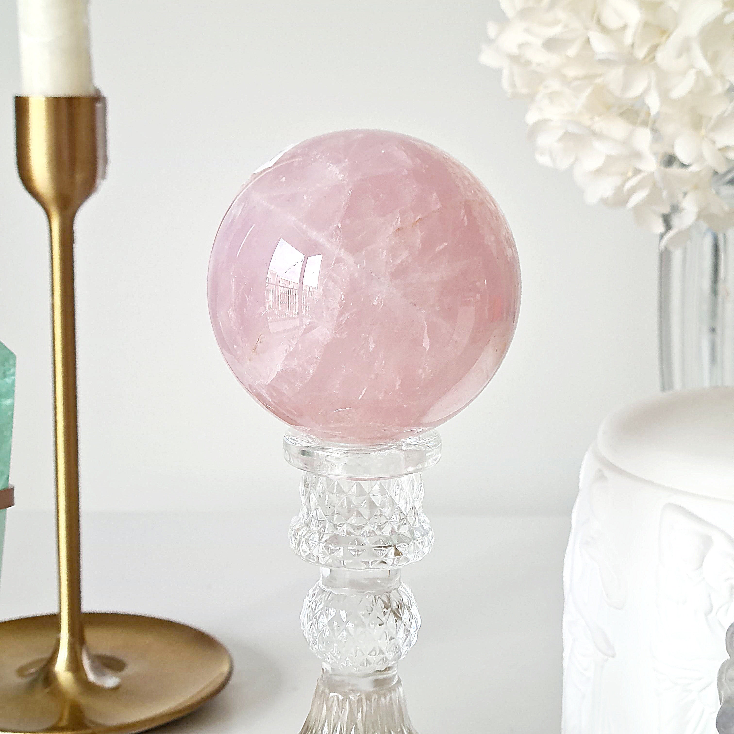 Rose Quartz | Crystal Orb with stand  | 465 g