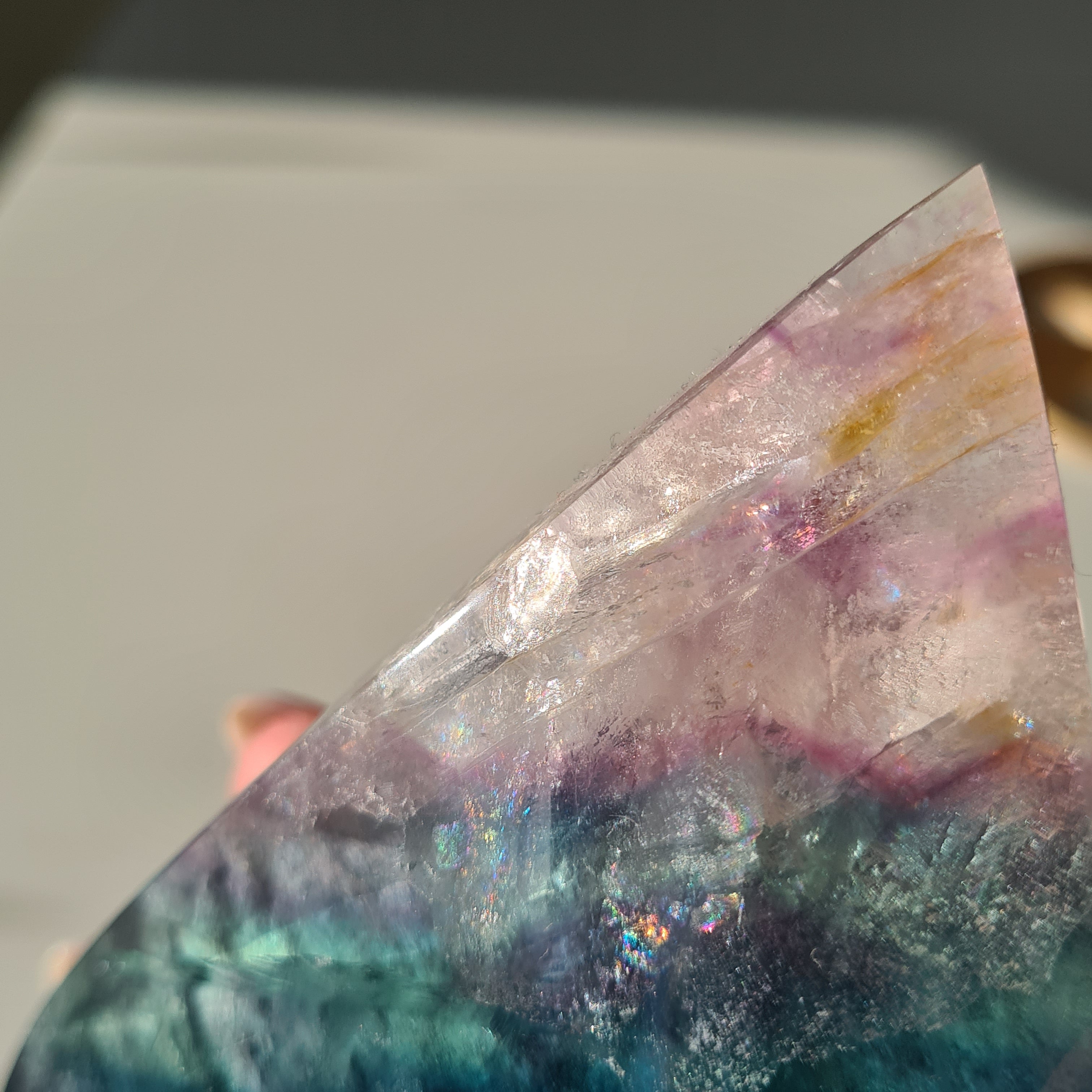 Dreamy Fluorite on Stand | Natural imperfections visible | 21.5 Cm tall with stand