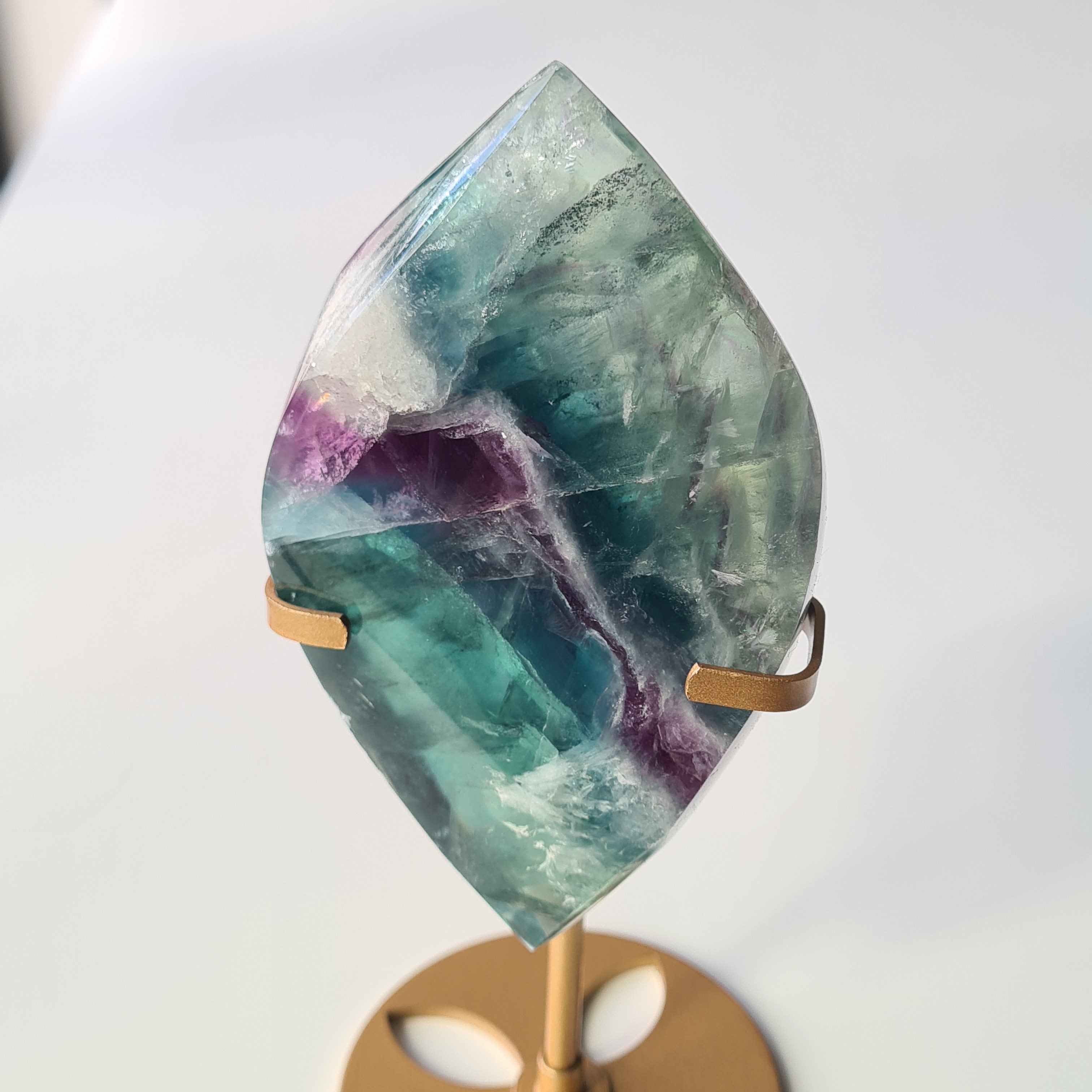 Dreamy Fluorite on Stand | Natural imperfections visible | More green in naked eyes | 19 Cm tall with stand