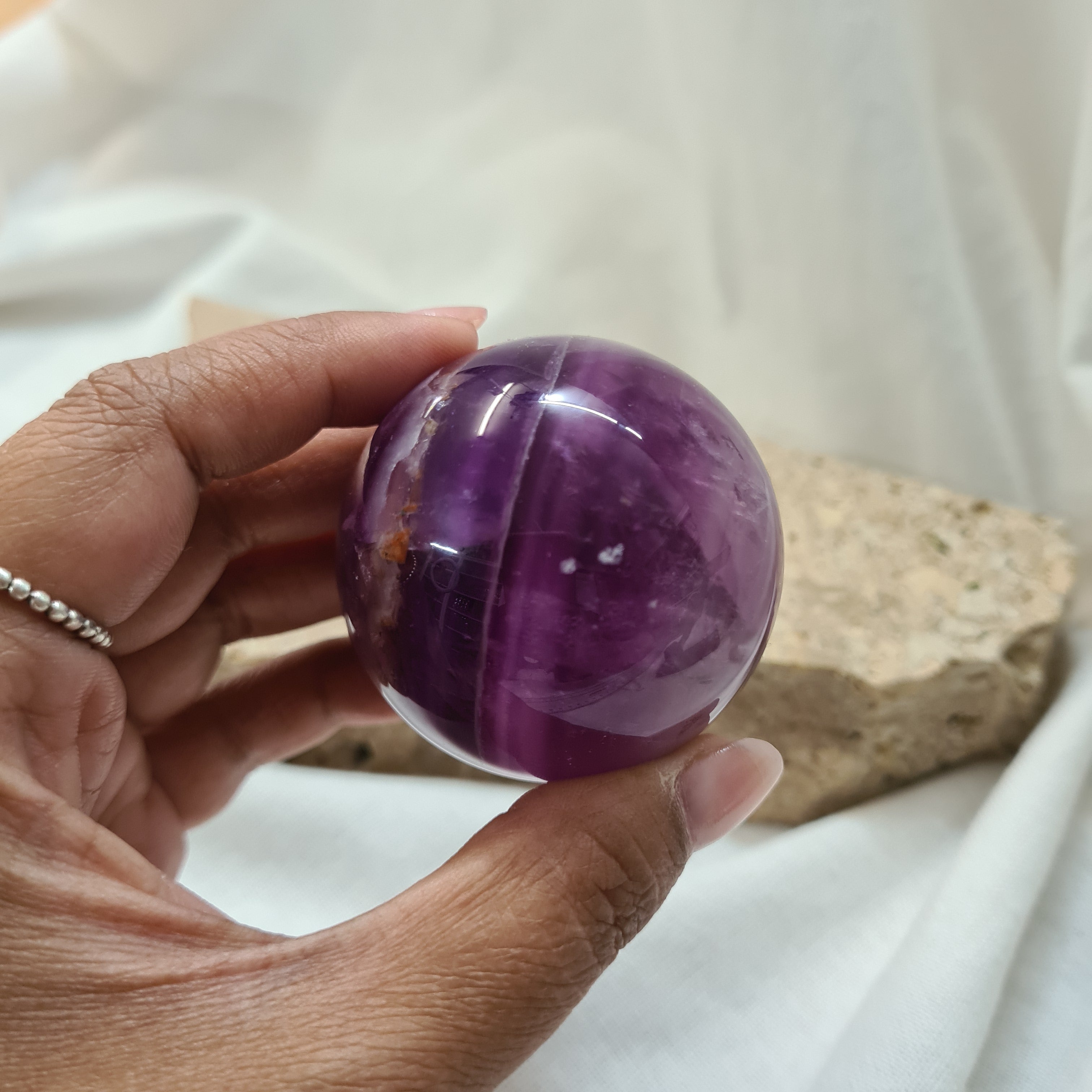 Purple Fluorite Sphere with brass stand | 182 g