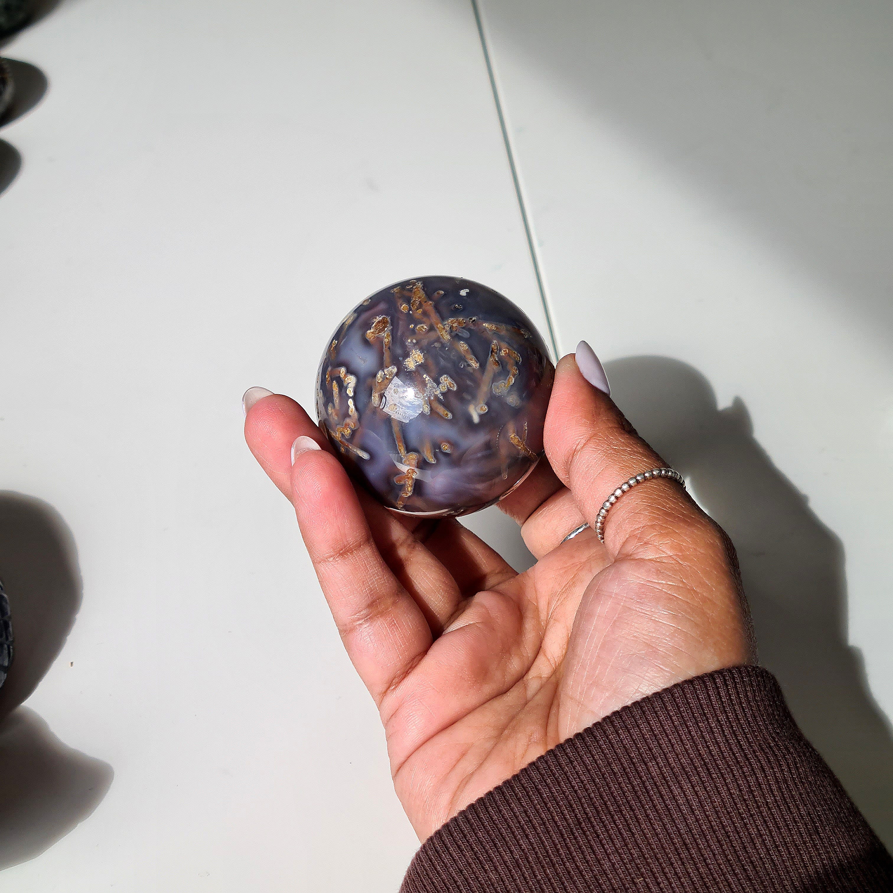 Swazi Agate Sphere with glass stand | F | 160 g | Appx 4.9 cm