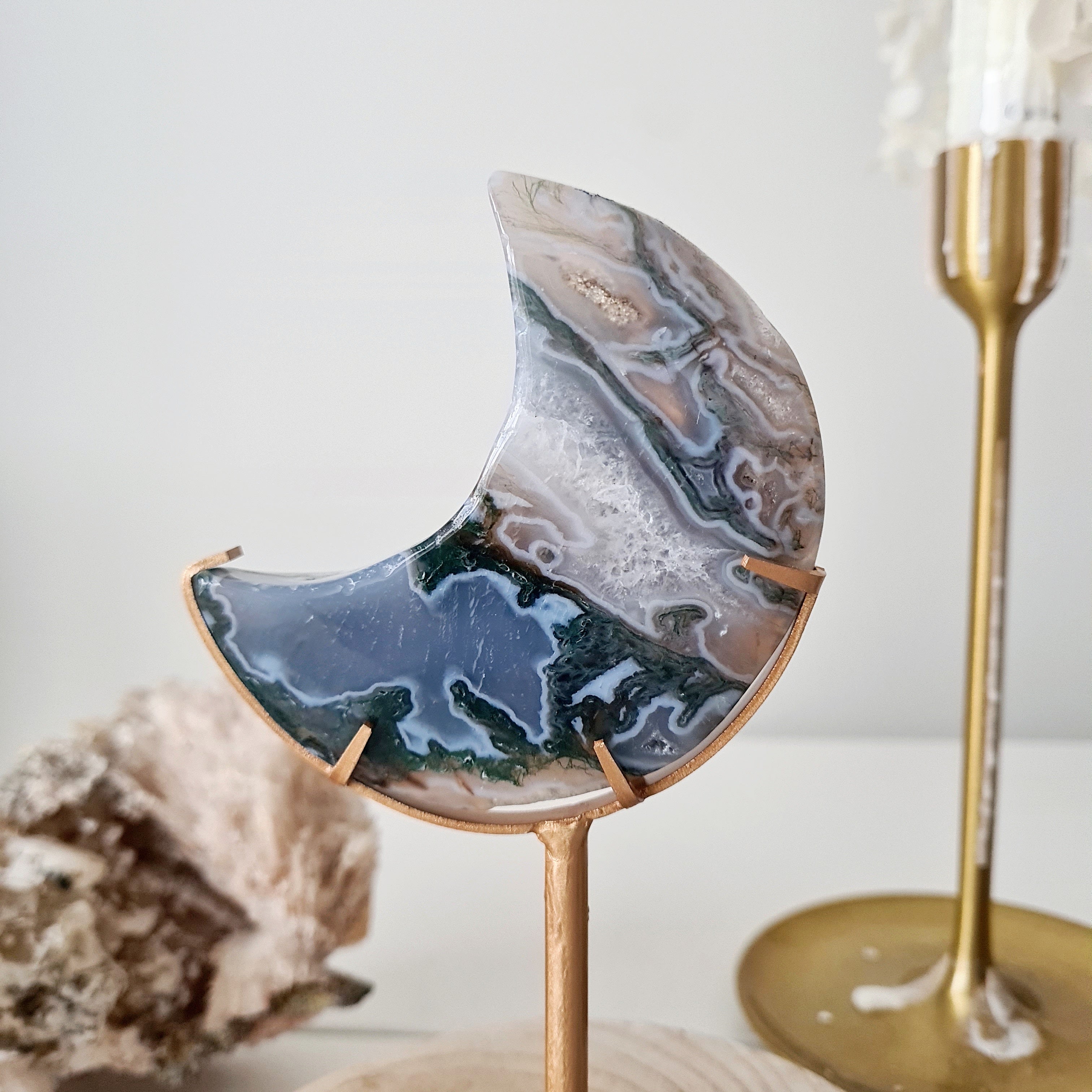 Moss Agate Luna 🌙 | 3 | 8 cm