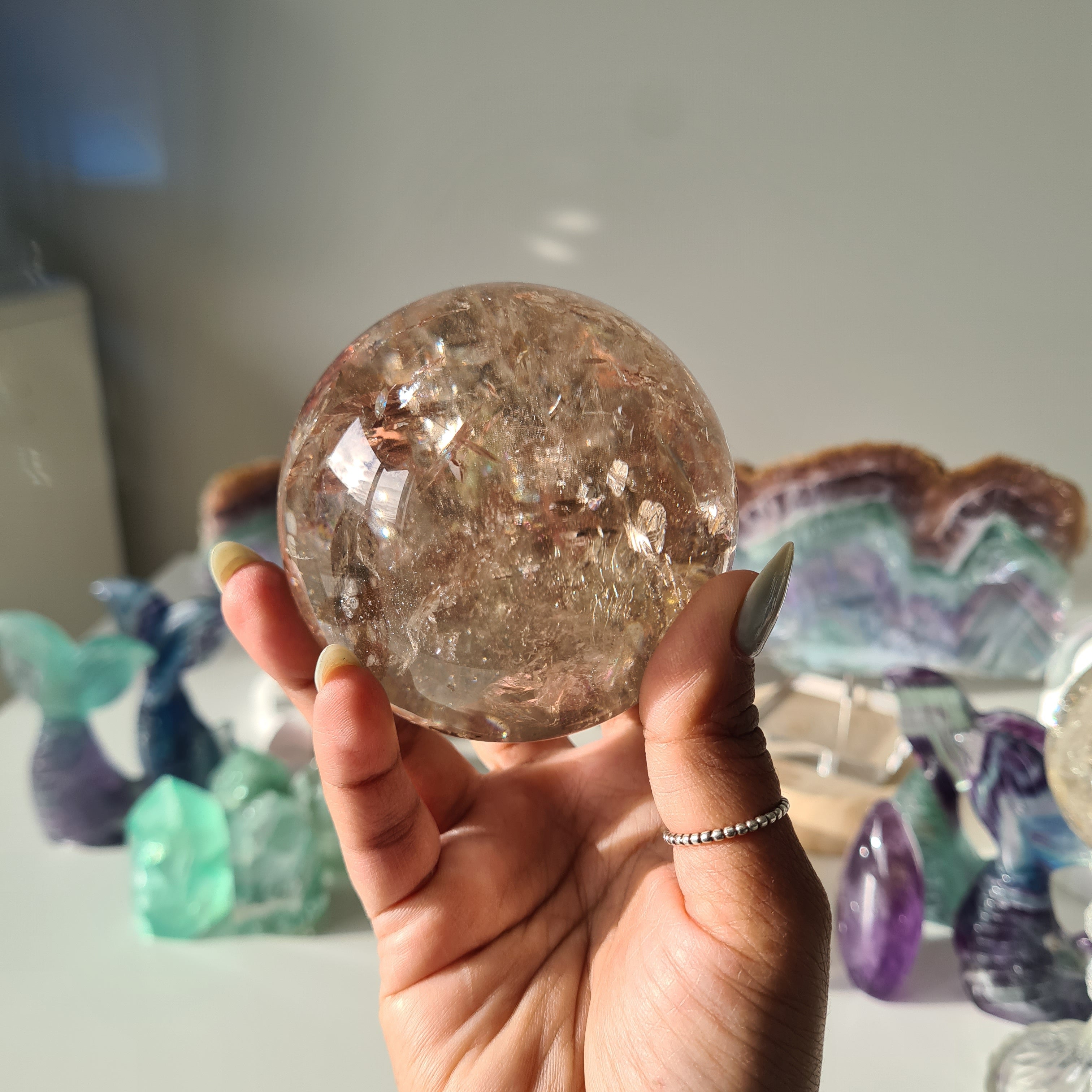 Smokey Citrine Sphere with stand | 600 | 1B