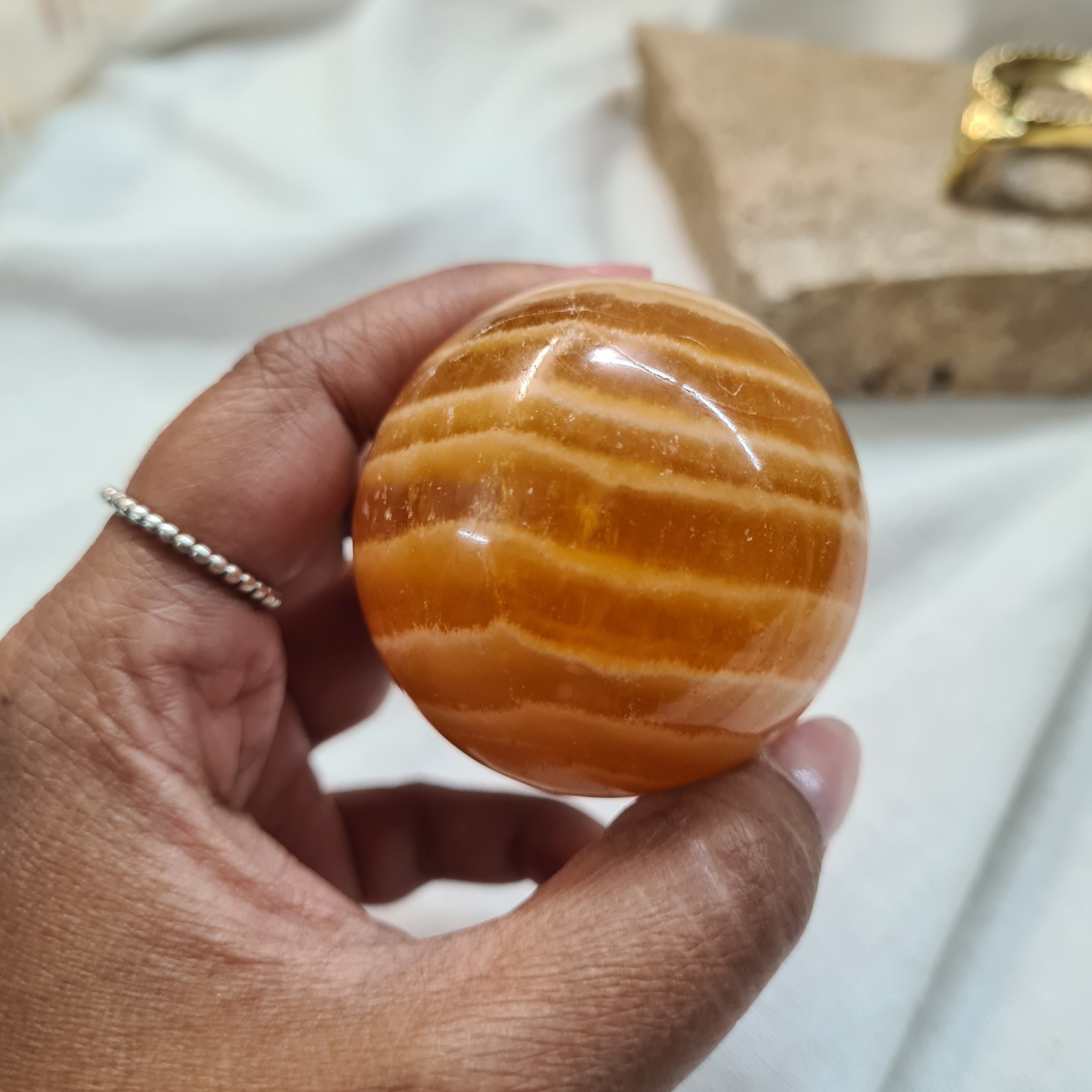 Orange Calcite 🍊 with brass stand | 165 g