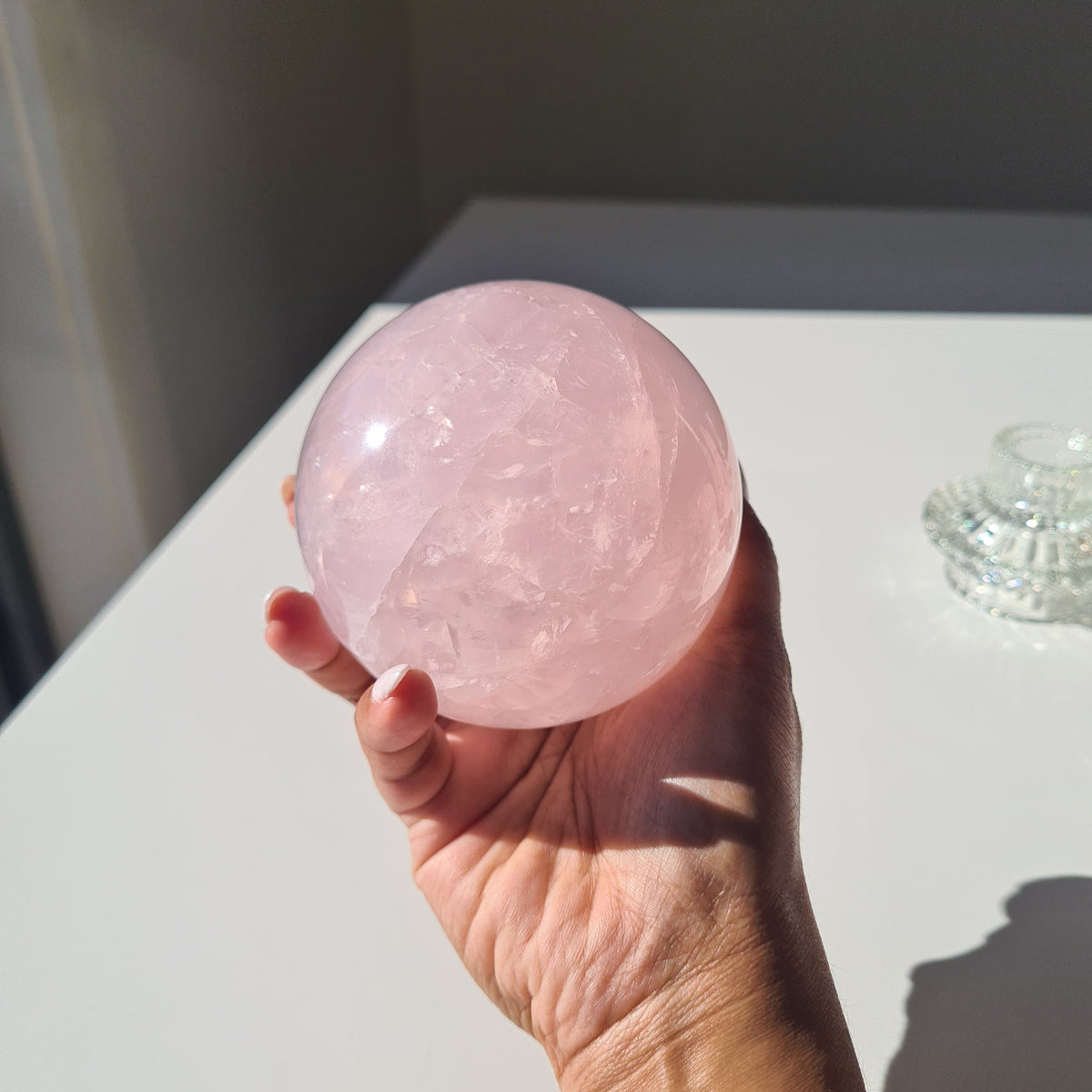 Rose Quartz Sphere 🍬 | With Sphere Stand