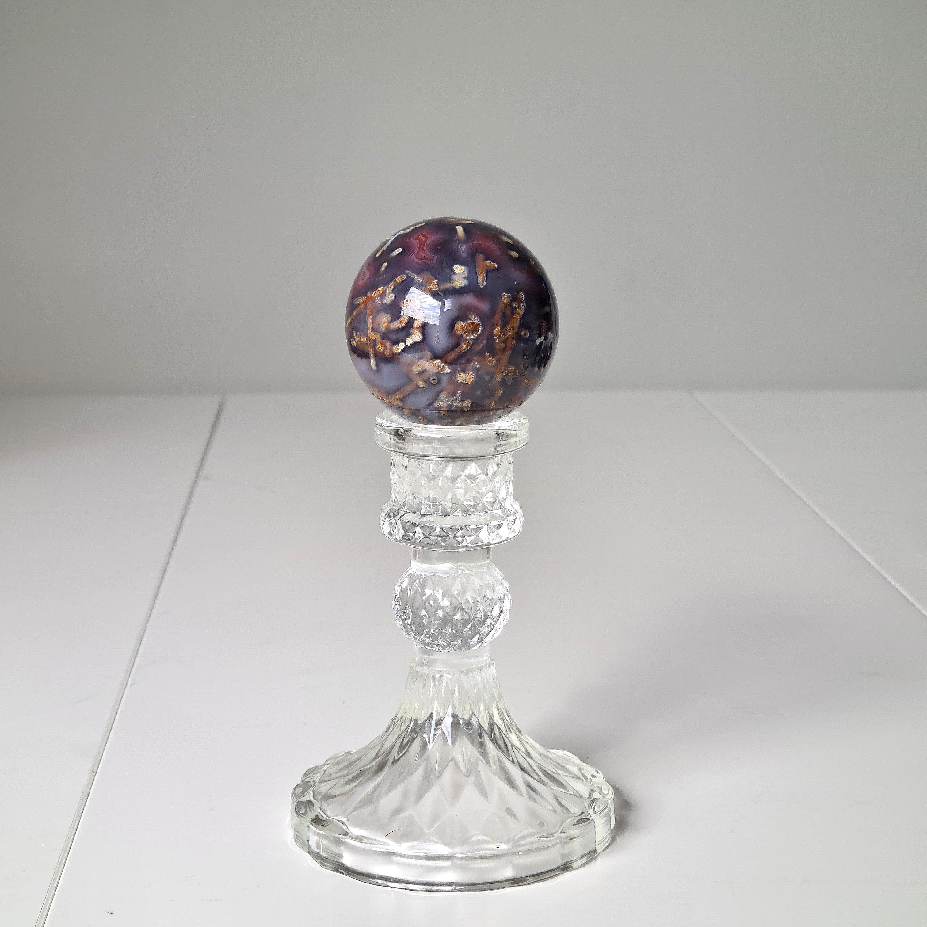 Swazi Agate Sphere with glass stand | F | 160 g | Appx 4.9 cm