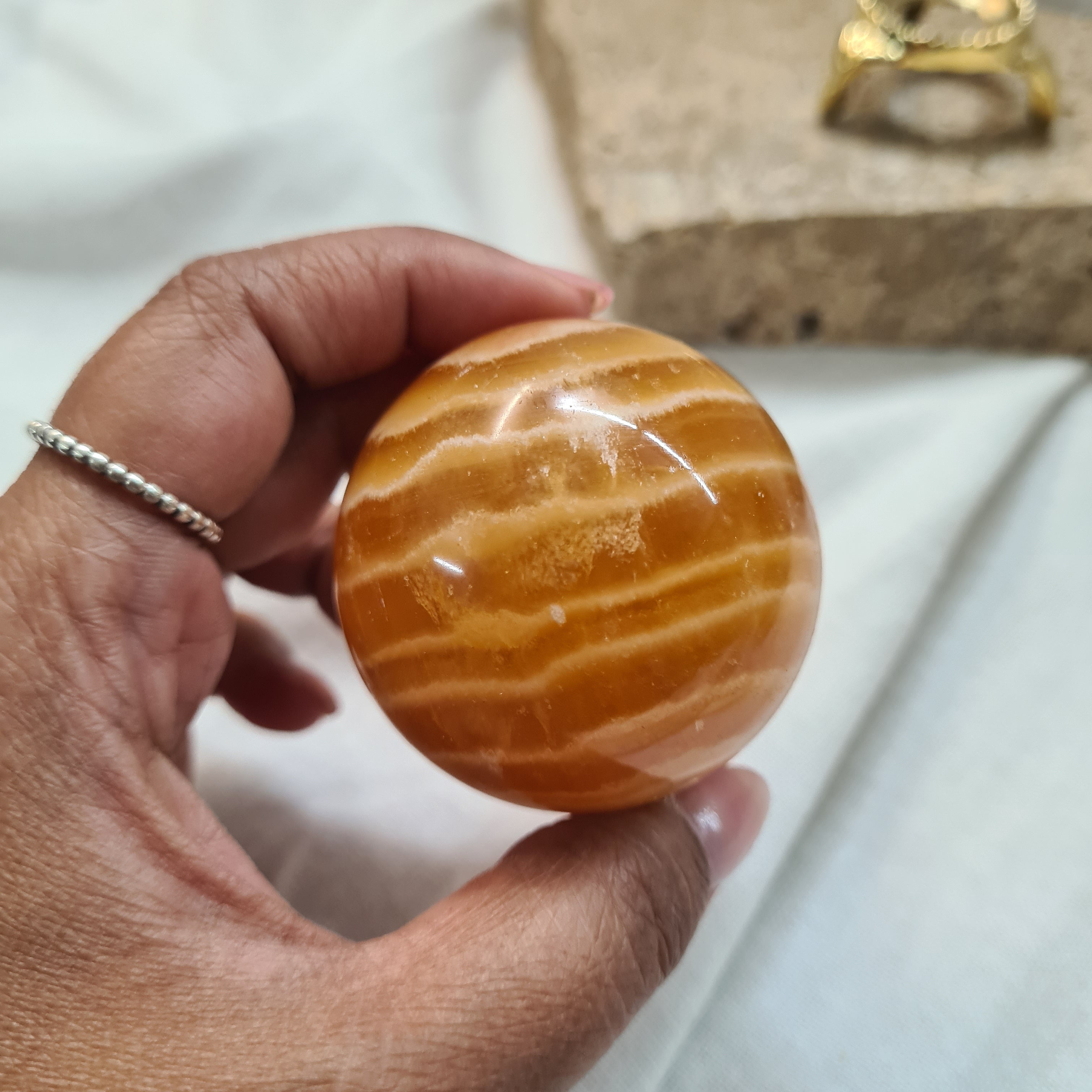 Orange Calcite 🍊 with brass stand | 165 g