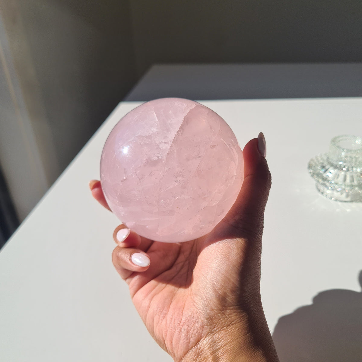 Rose Quartz Sphere 🍬 | With Sphere Stand