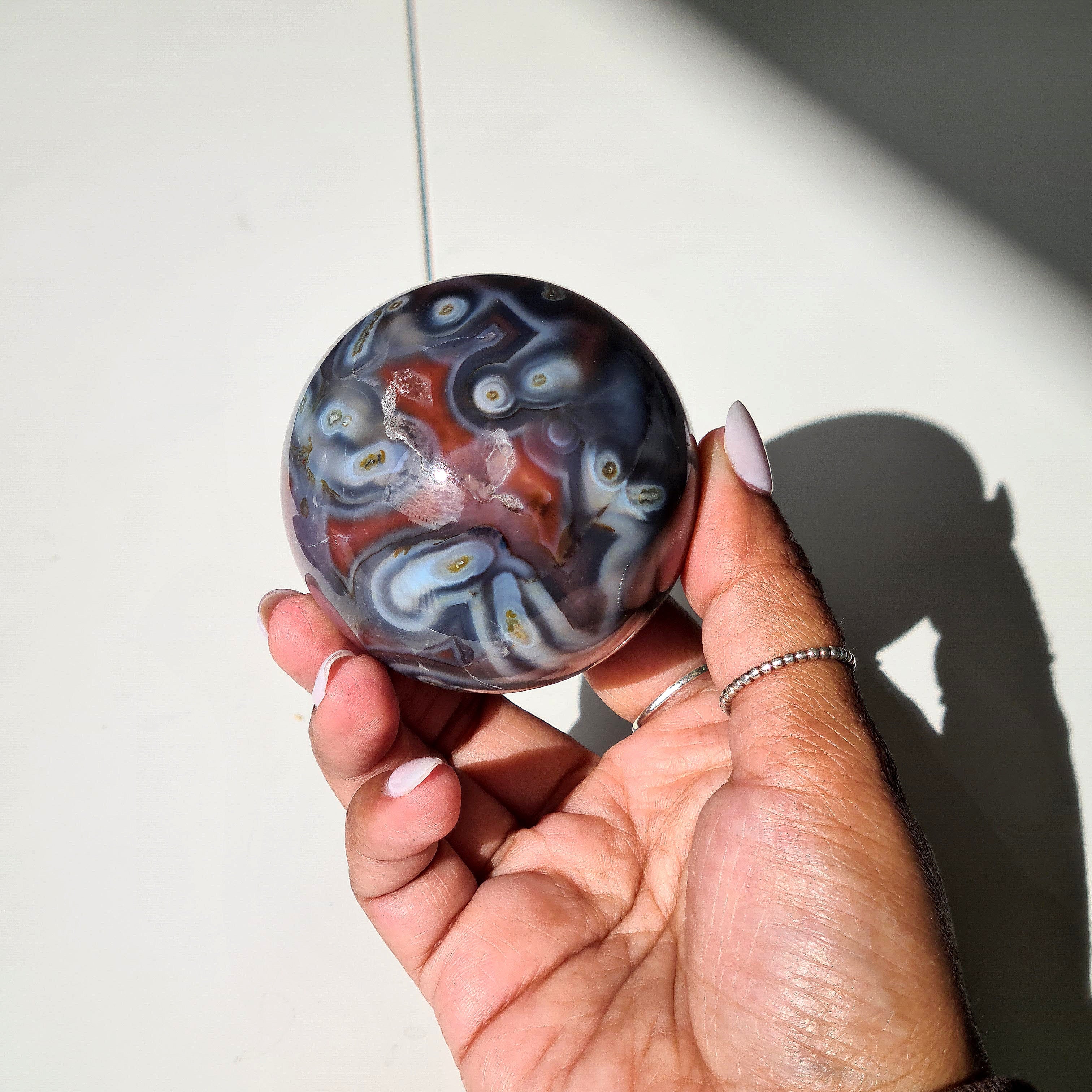 Swazi Agate Sphere with glass stand | D | 290 g | Appx 5.4cm
