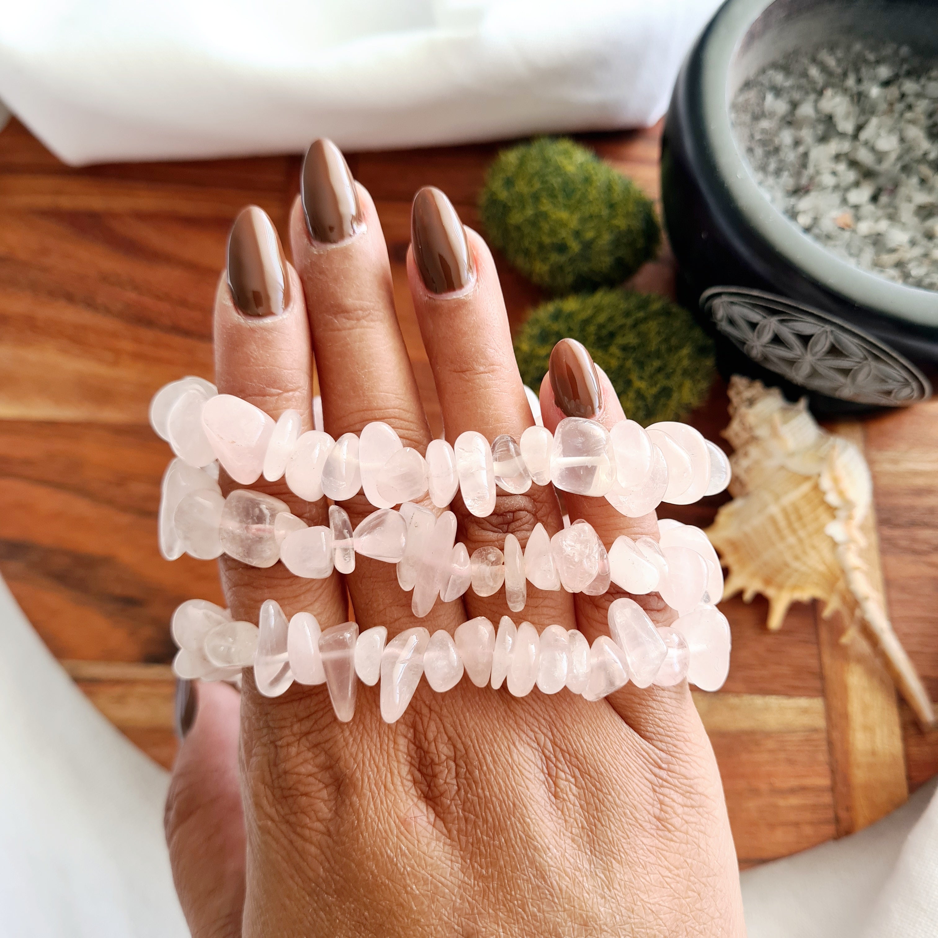 Rose Quartz Crystal Chips Bracelet | 1 Piece