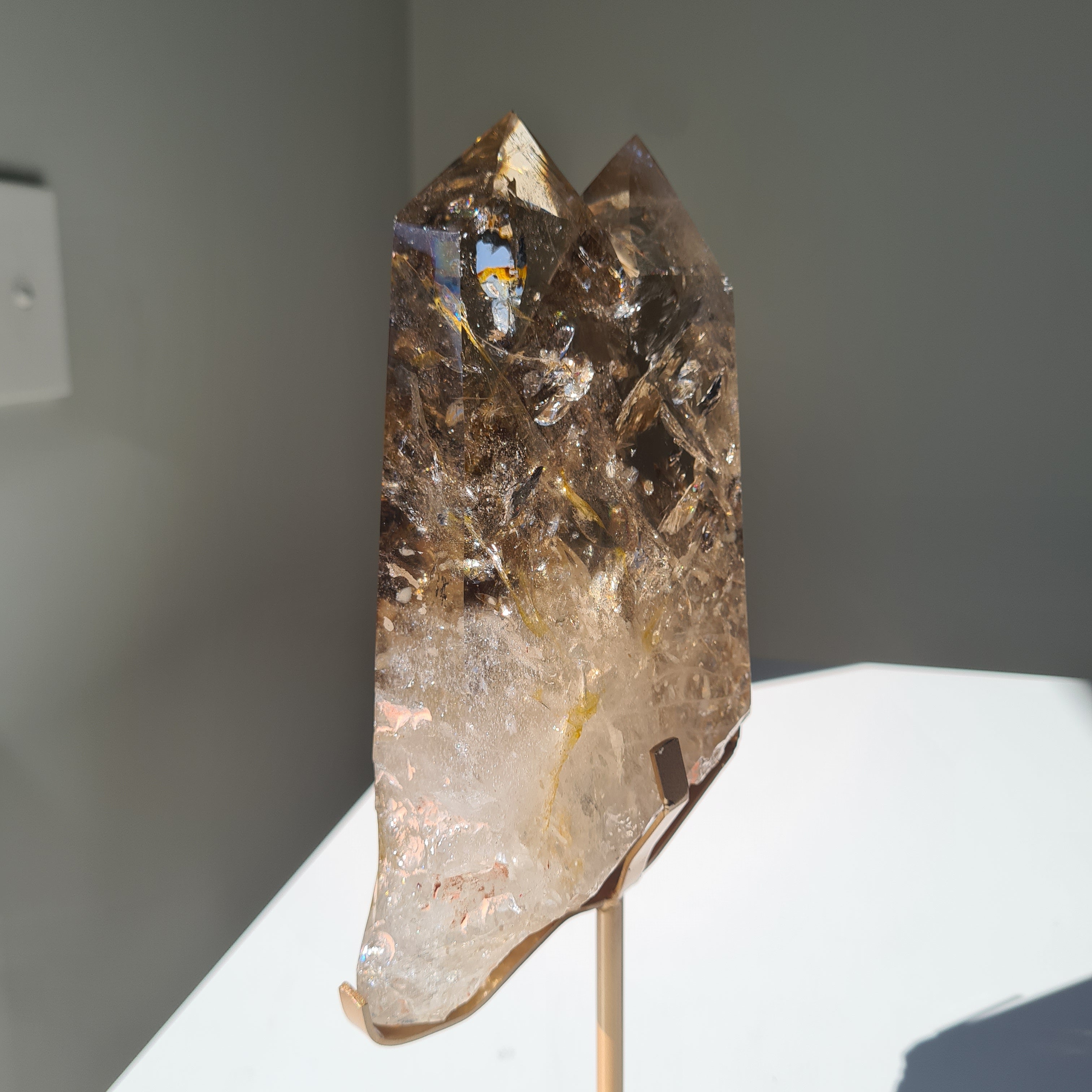 Smokey Citrine Cathedral With Stand| 1.9 kg | Appx 30 cm tall with stand