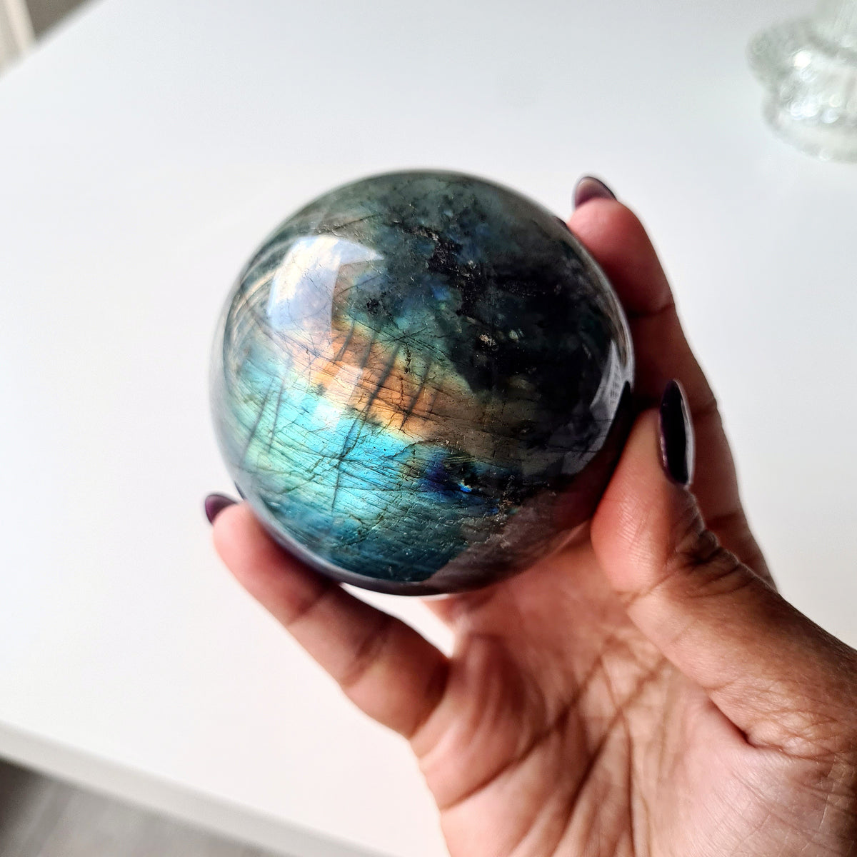 Labradorite Crystal Sphere With Stand | Piece E