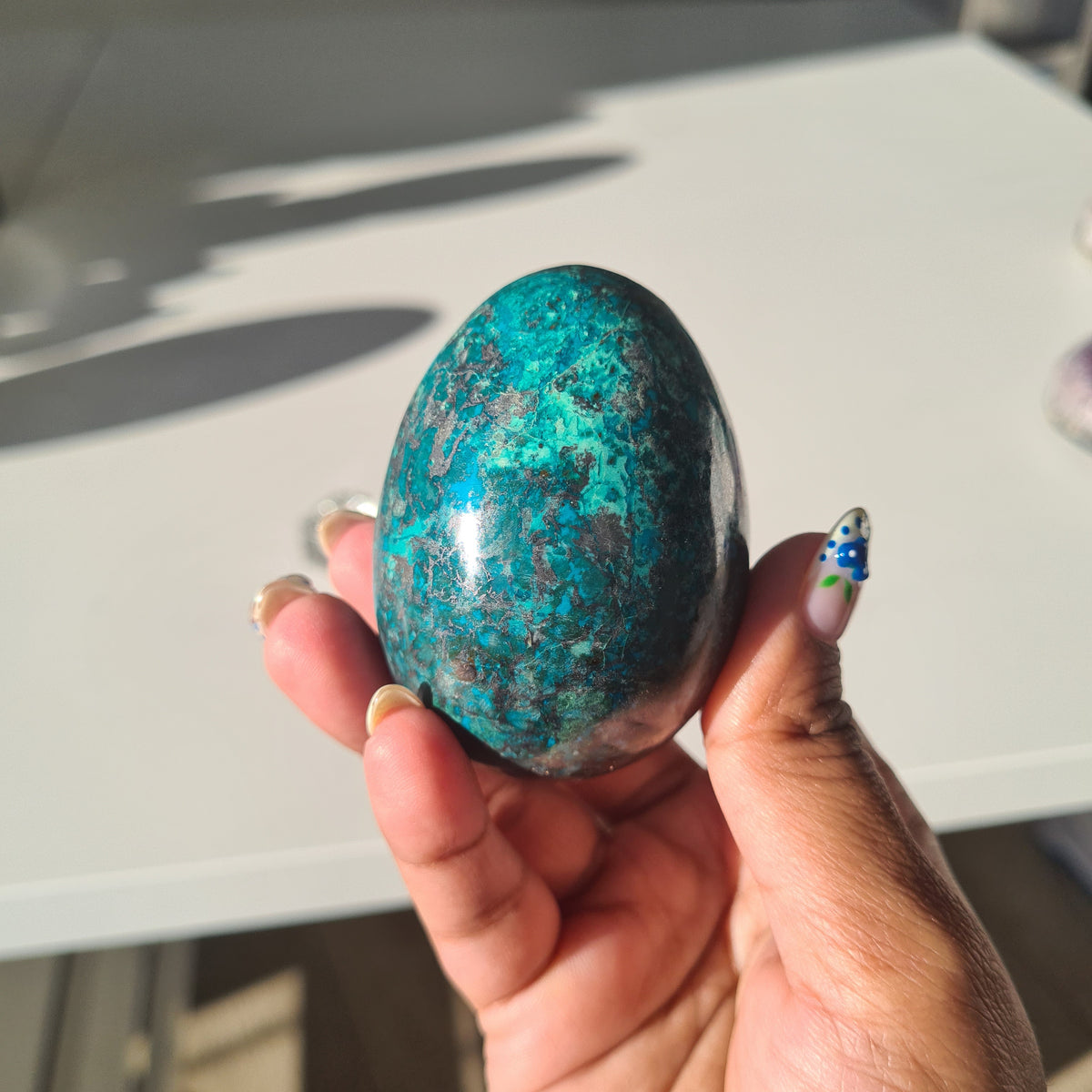 Chrysocolla Crystal Egg 🥚 With acrylic mini stand