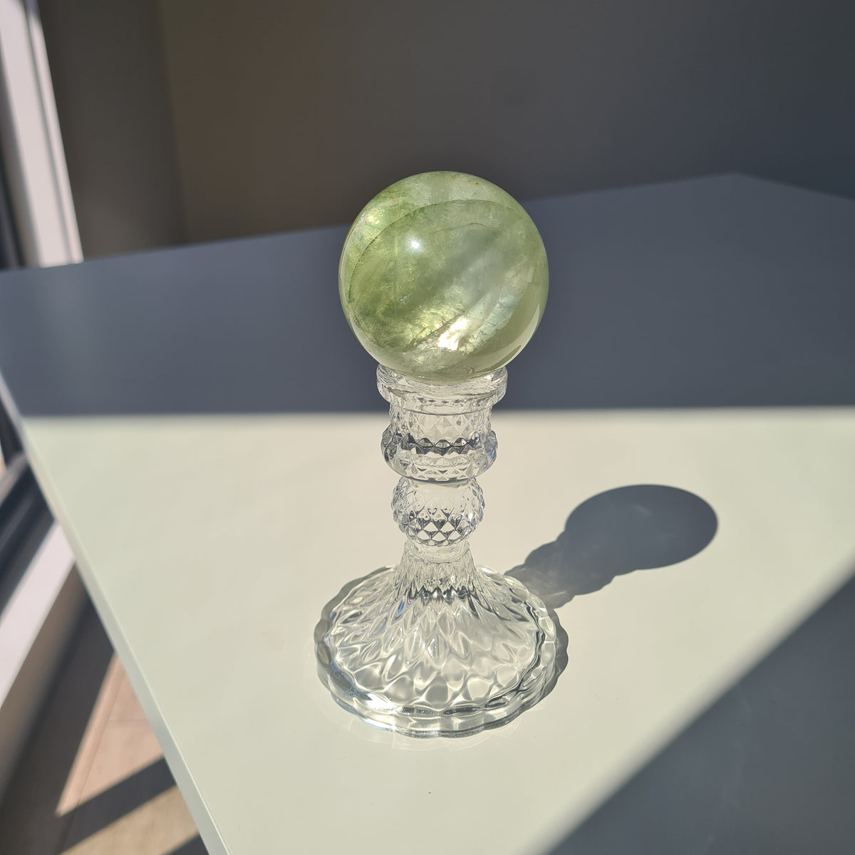 Fairy Dream Frozen Lake Fluorite Crystal Sphere With Stand | D
