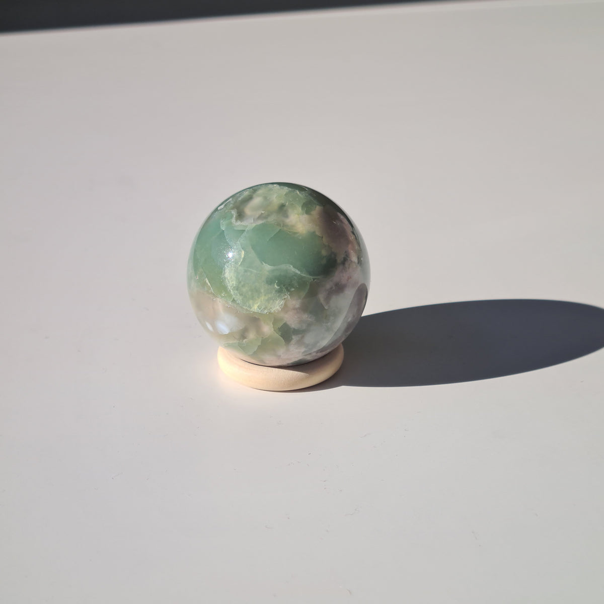 Green Flower Agate Crystal Sphere | Mini