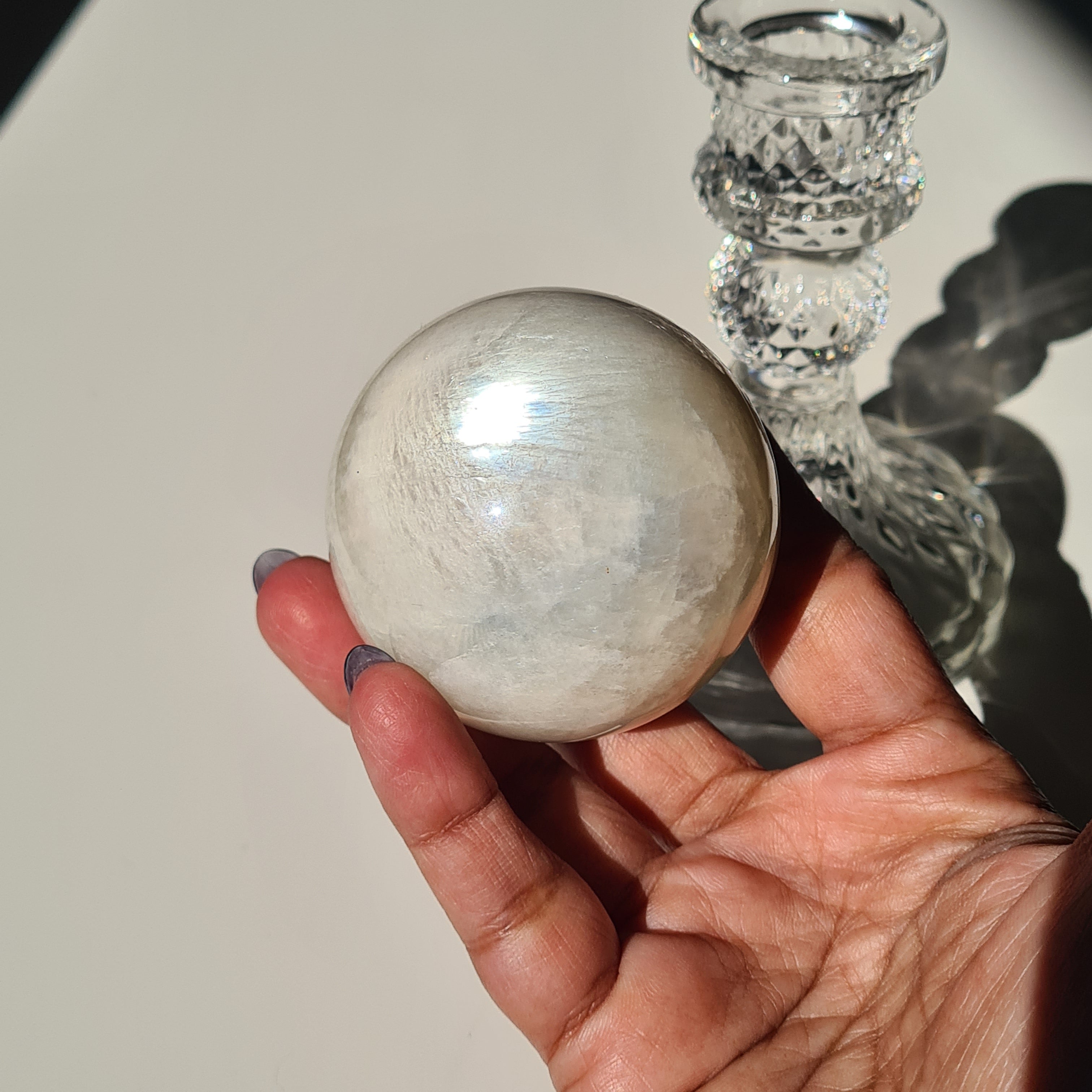 Moonstone 🌙 Sphere with stand | D | 200 g | 5.2 cm