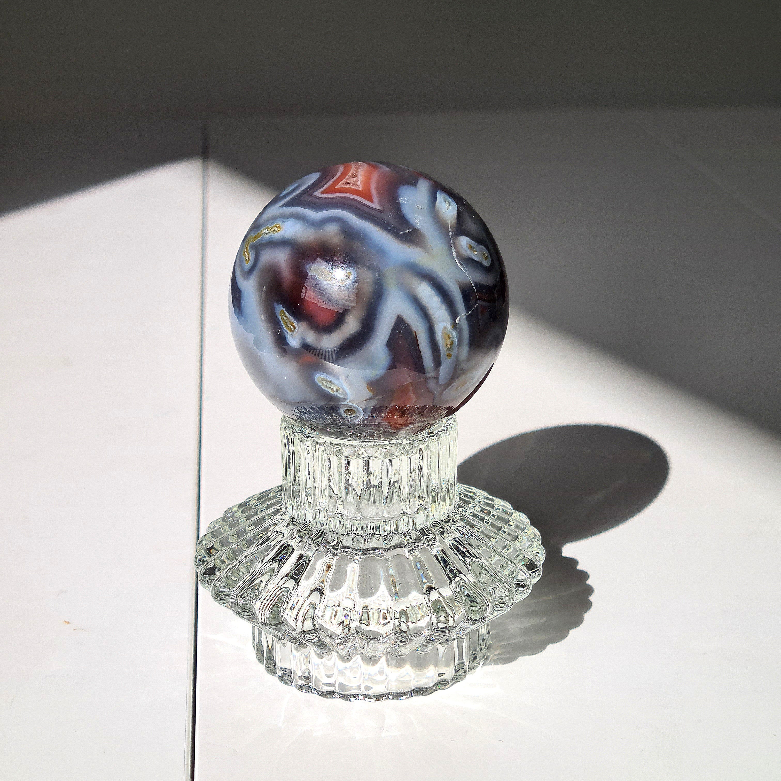Swazi Agate Sphere with glass stand | D | 290 g | Appx 5.4cm