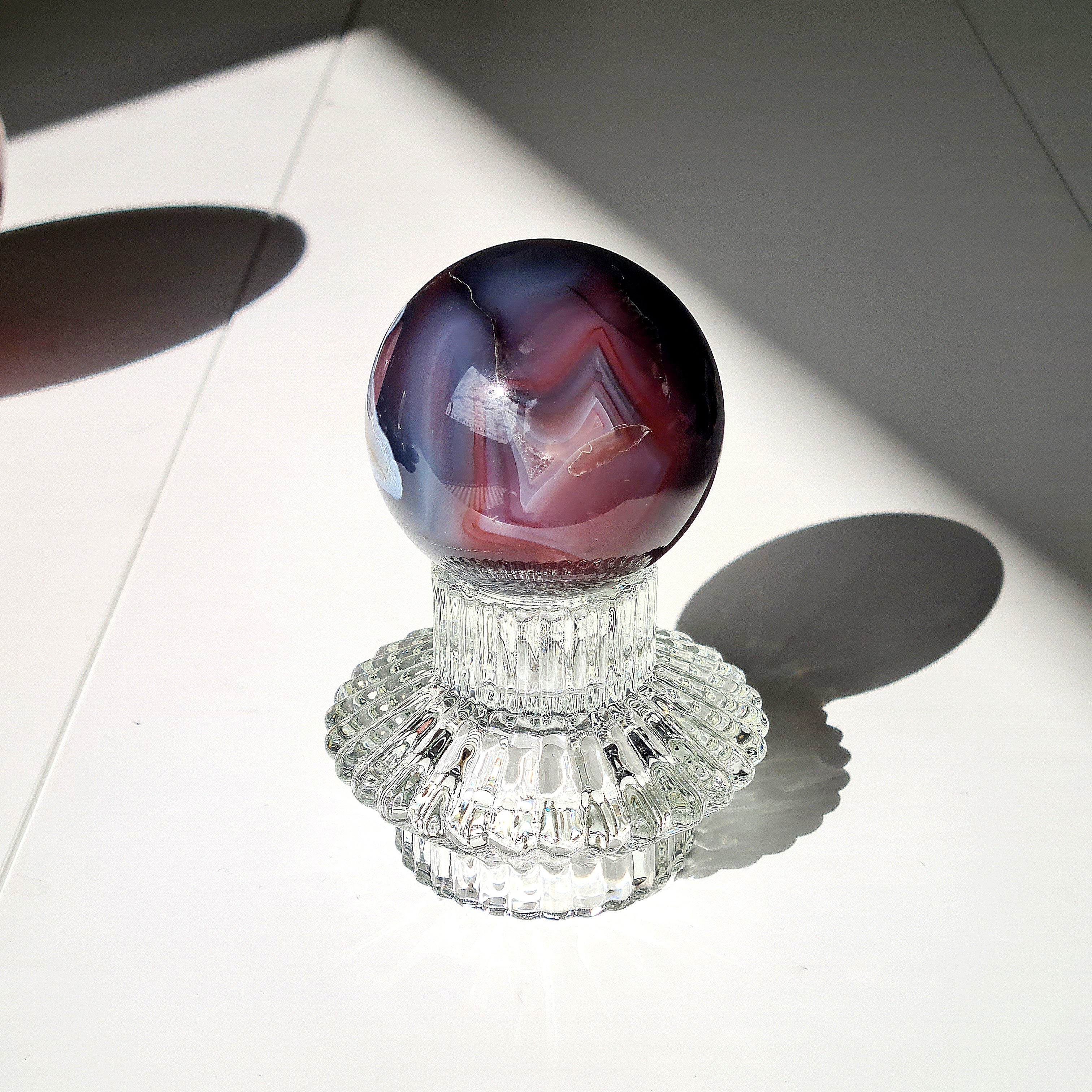 Swazi Agate Sphere with glass stand | C | 290 g | Appx 5.8 cm