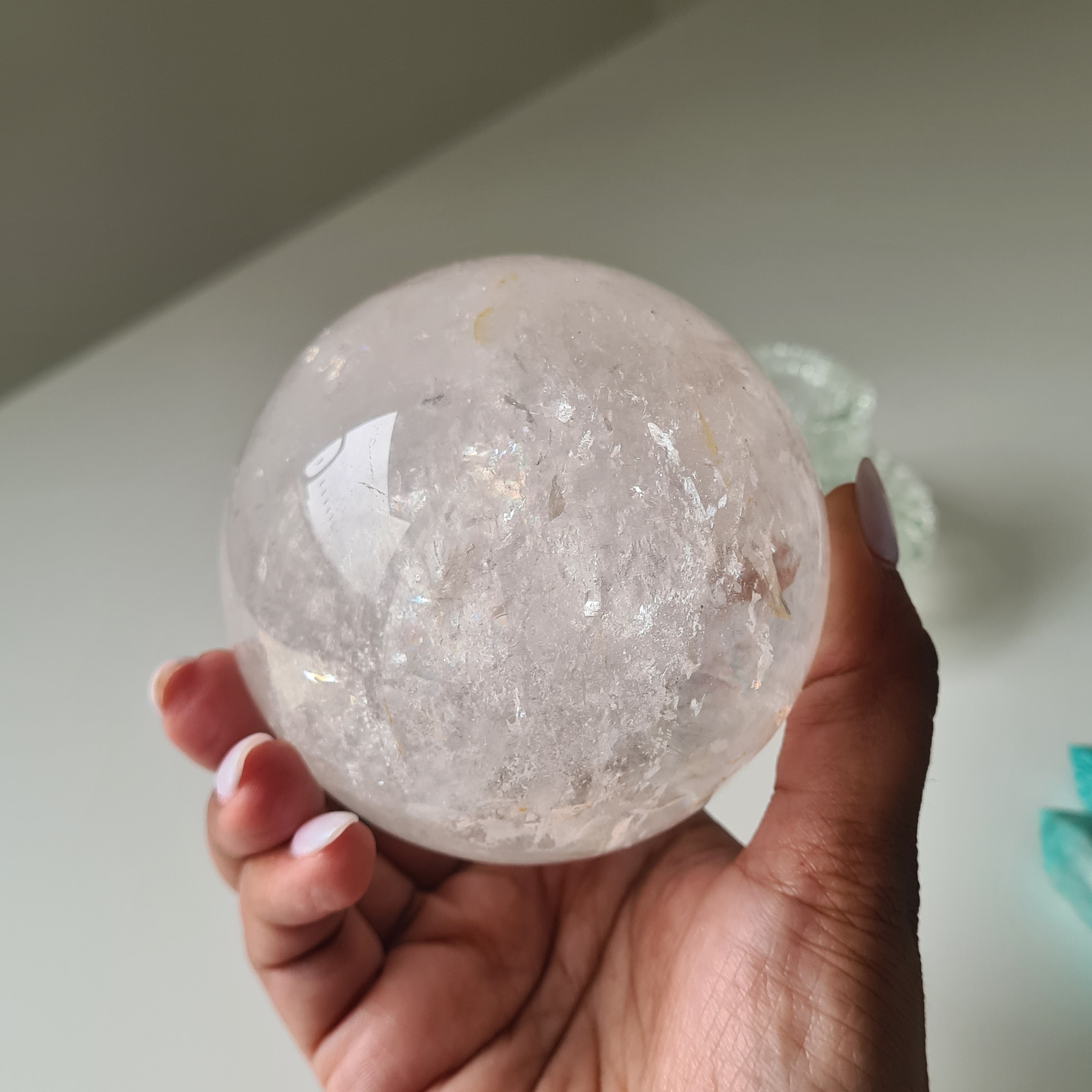 Clear Quartz Sphere With Stand | 7.4 Cm Sphere