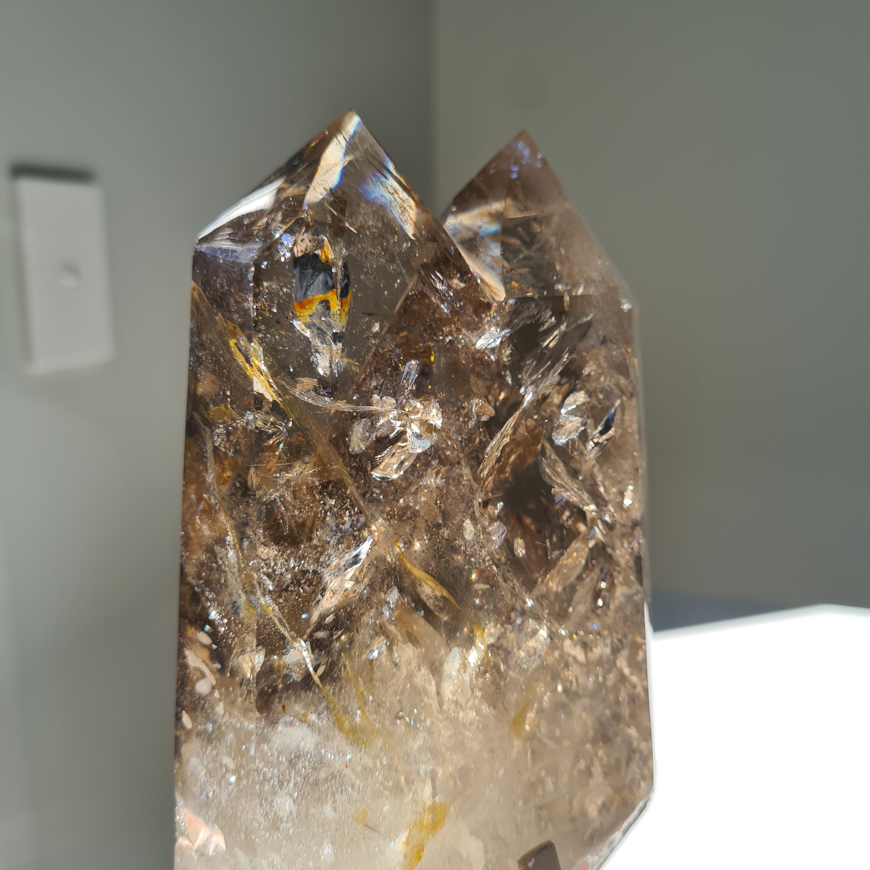 Smokey Citrine Cathedral With Stand| 1.9 kg | Appx 30 cm tall with stand